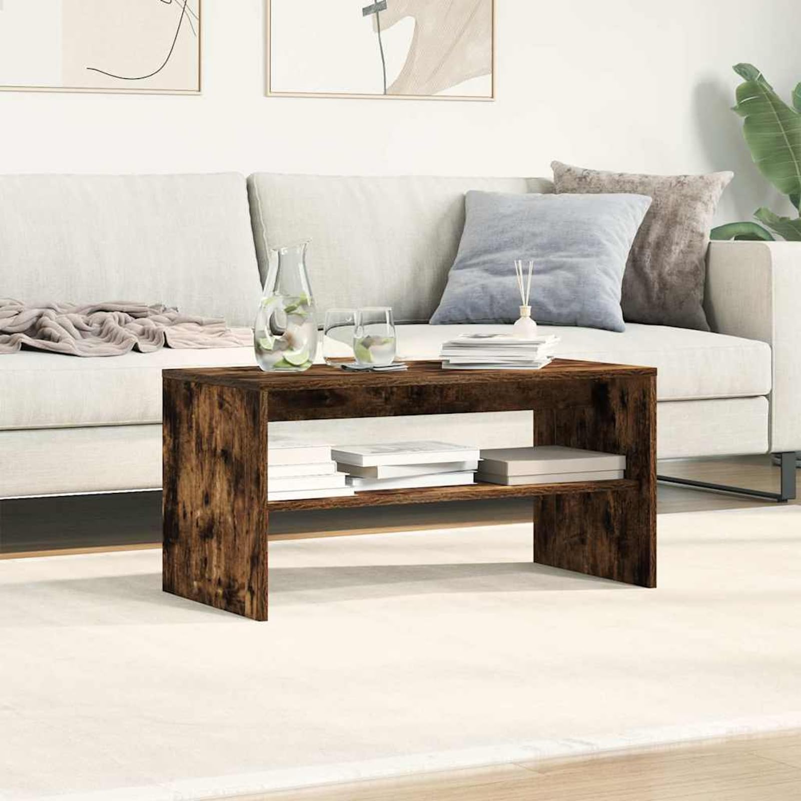 Gecheer TV-Schrank Räuchereiche 80x40x40 cm Holzwerkstoff, Fernsehschrank Fernsehtisch TV-Lowboard für Wohnzimmer Home-Cinema Gamerzimmer859113