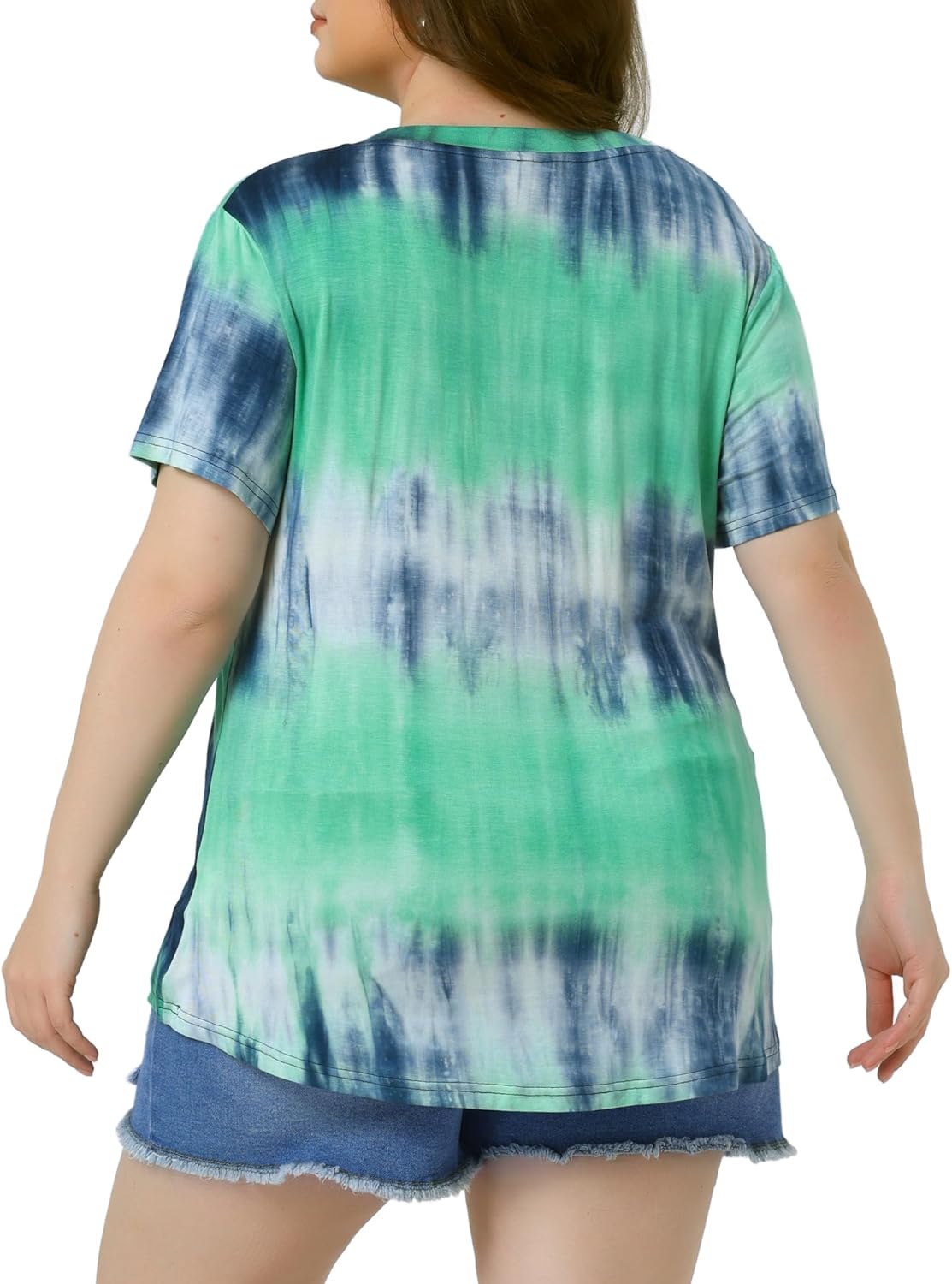 Agnes Orinda Women's Plus Size Tops V Neck Short Sleeve Casual Tie Dye 2024 Summer Tops - Image 4