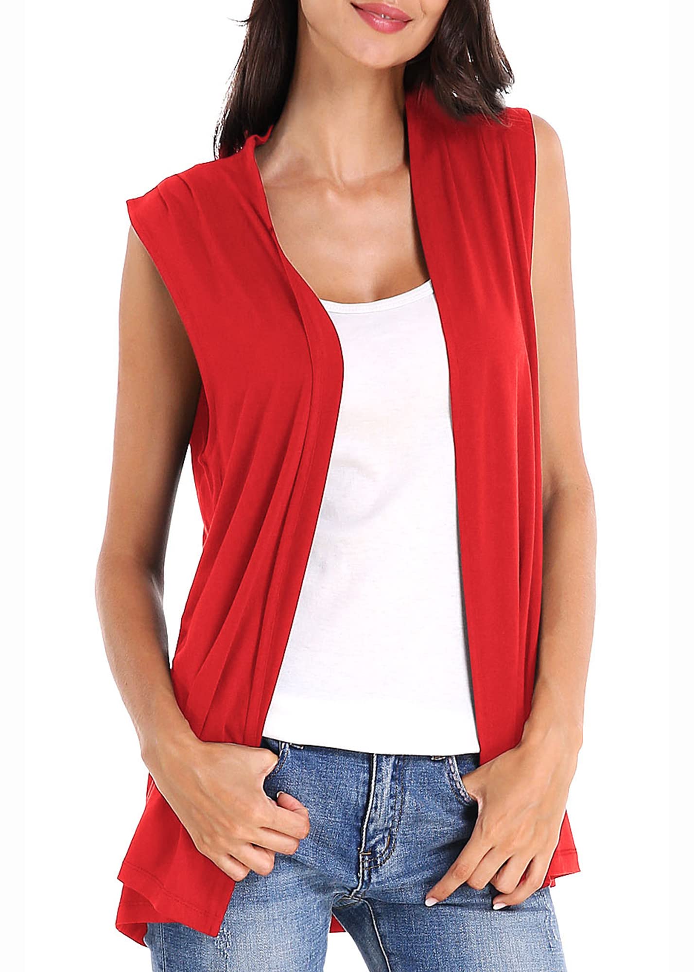 Urban CoCo Women's Sleeveless Cardigan Open Front Vest Lightweight Cool Coat