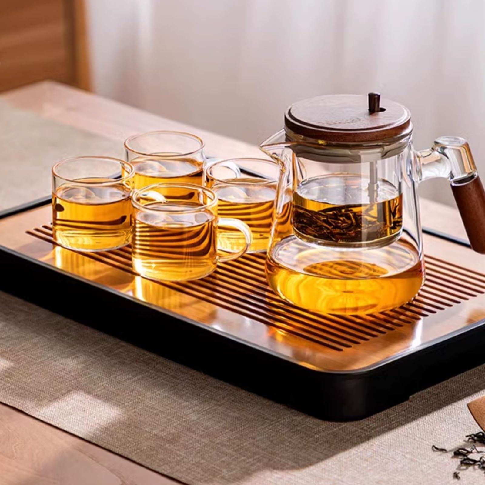 Teekanne Glas, 600ML Teekanne Mit Siebeinsatz, Borosilikatglas Teeservice Glasteekanne, Teekanne Glas Mit Edelstahl Siebeinsatz, Tee-Ei for Lose Blätter Teekanne(Transparent,12.2 * 10.7 * 8.5cm)