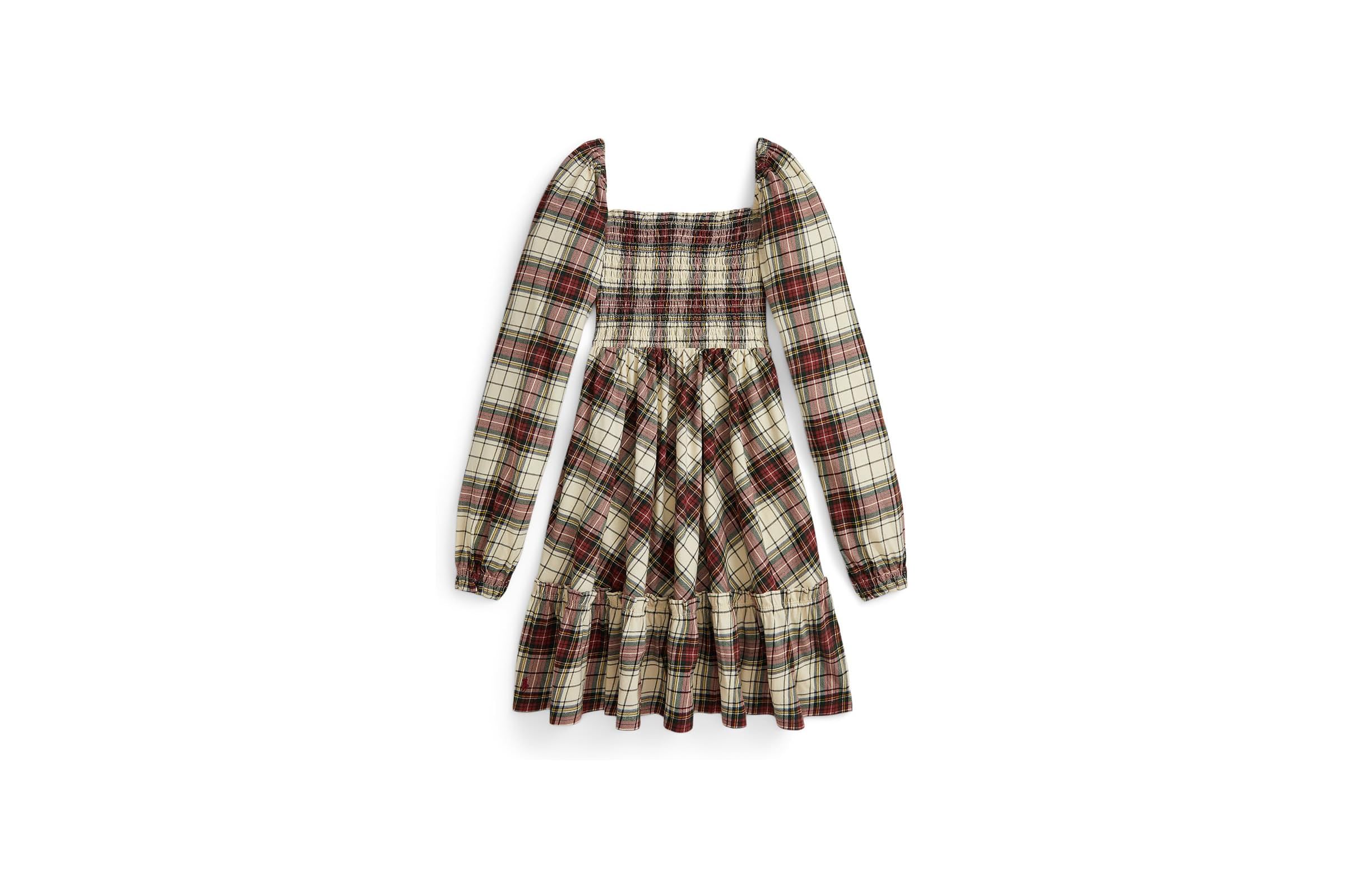 Платье Polo Ralph Lauren Kids Plaid Ruffled Cotton Jersey Dress (Big Kid)
