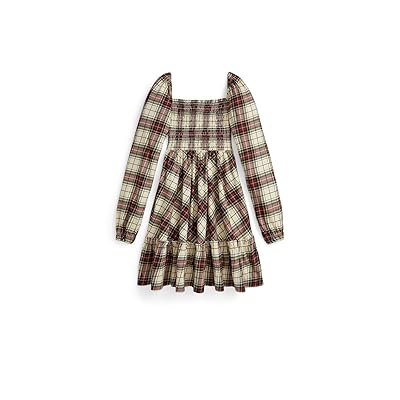 Polo Ralph Lauren Kids Plaid Ruffled Cotton Jersey Dress (Big Kid) Girl