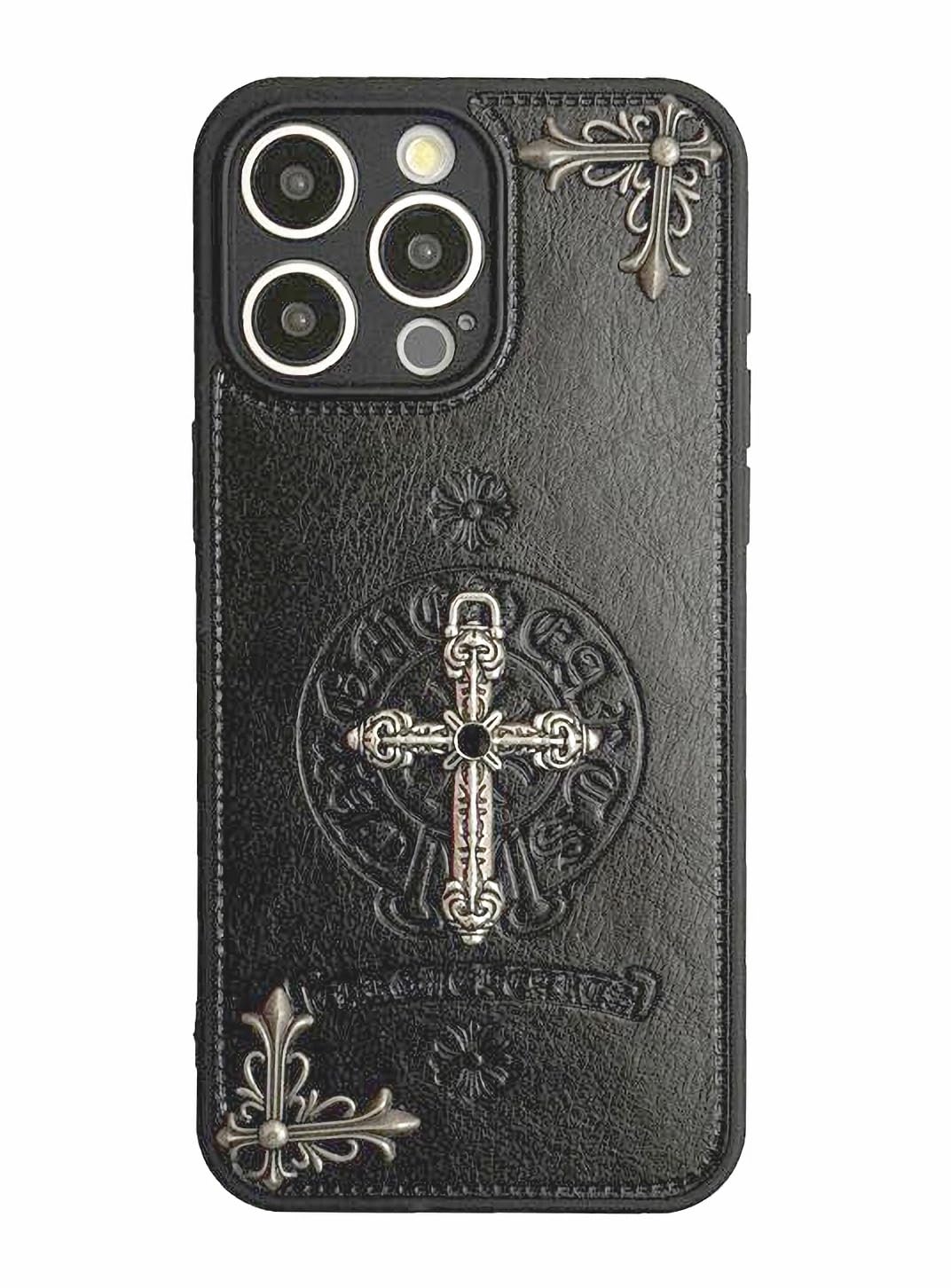 for iPhone 15 Pro Max Leather Case,Metallic Diamond Cross TPU iPhone Case,6.7 in iPhone Case
