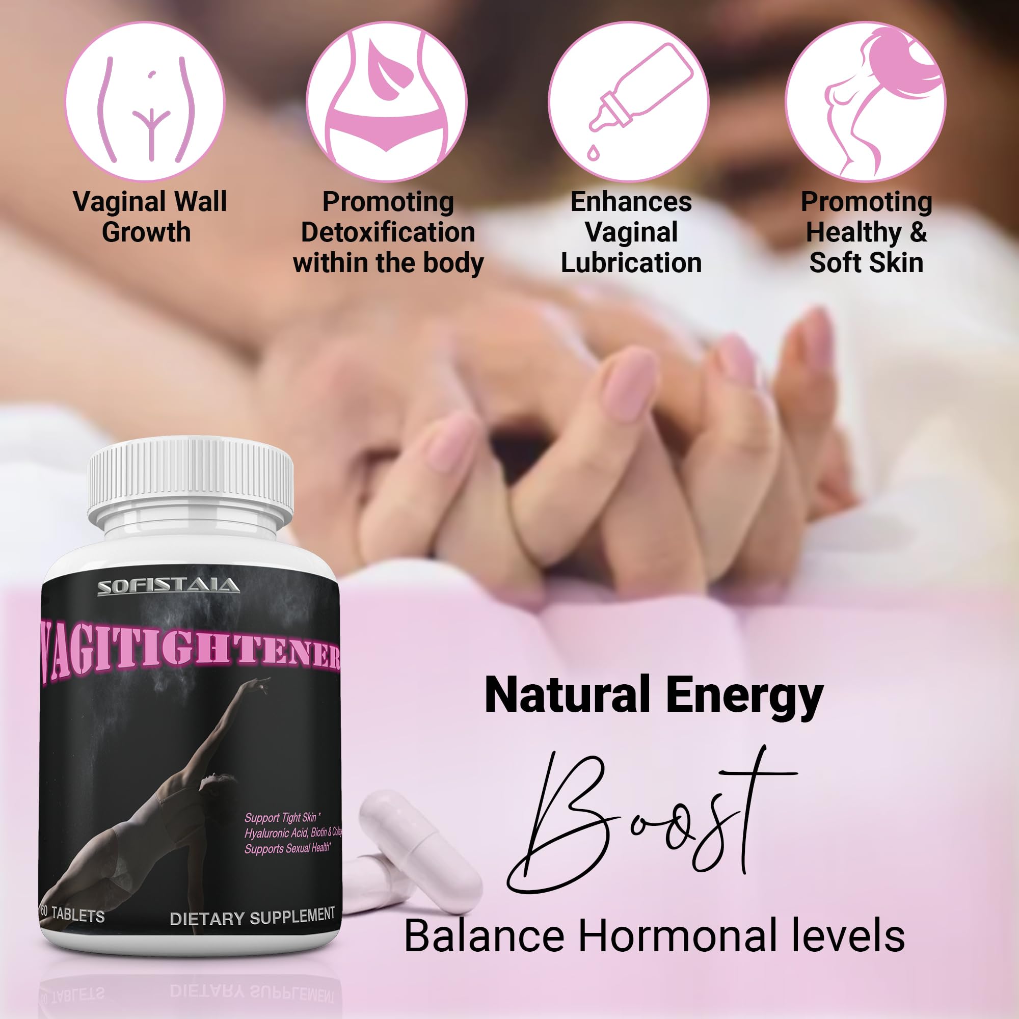 VAGITIGHTENER Natural Vaginal Tightening Pills - Rejuvenation, Lubrication, Tight - 60 Tablets