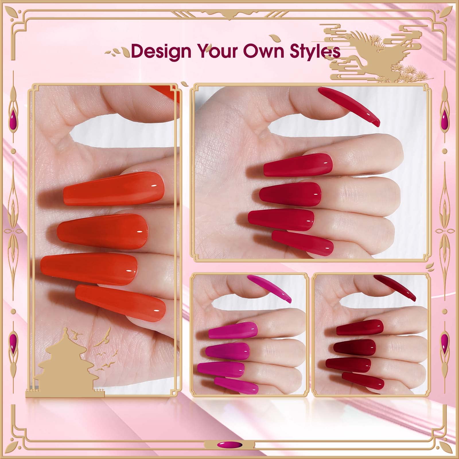 ROSALIND Esmaltes Semipermanentes Rojo Rosa Rosa Claro Morado Oscuro 6 Colores Kit Pintauñas Semipermanentes Uñas de Gel UV LED Esmaltes en Gel Nail Polish Esmalte Uñas Valentín