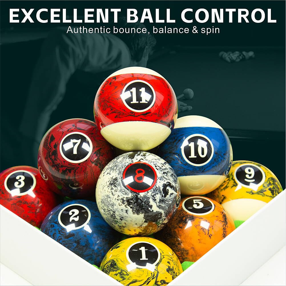 Premium 57mm Pool Ball Set - Durable Resin Billiard Balls Set for Professional & Home Game Rooms