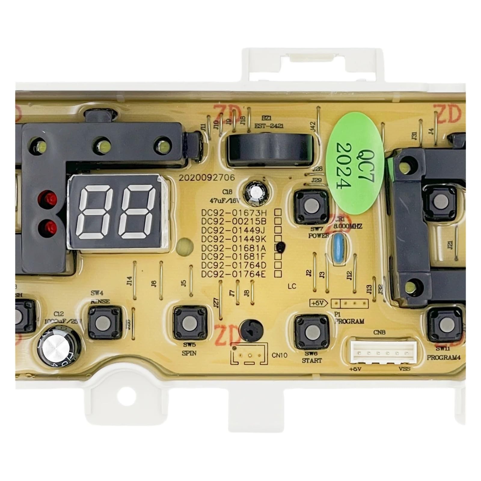 Placa de control de computadora DC92-01681A DC92-01449J compatible con la pantalla de la lavadora Samsung. Piezas de la lavadora.