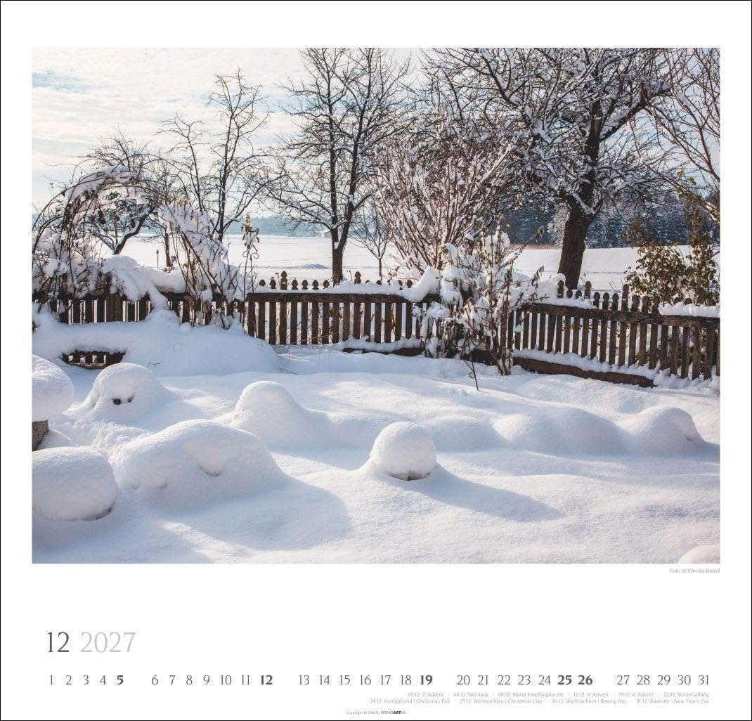 Bauerngärten Kalender 2027: Wandkalender mit 12 Fotos bäuerlicher Gärten. Farbenprächtiger Natur-Kalender für die Wand im Format 48 x 46 cm. Jahres-Fotokalender mit Spiralbindung