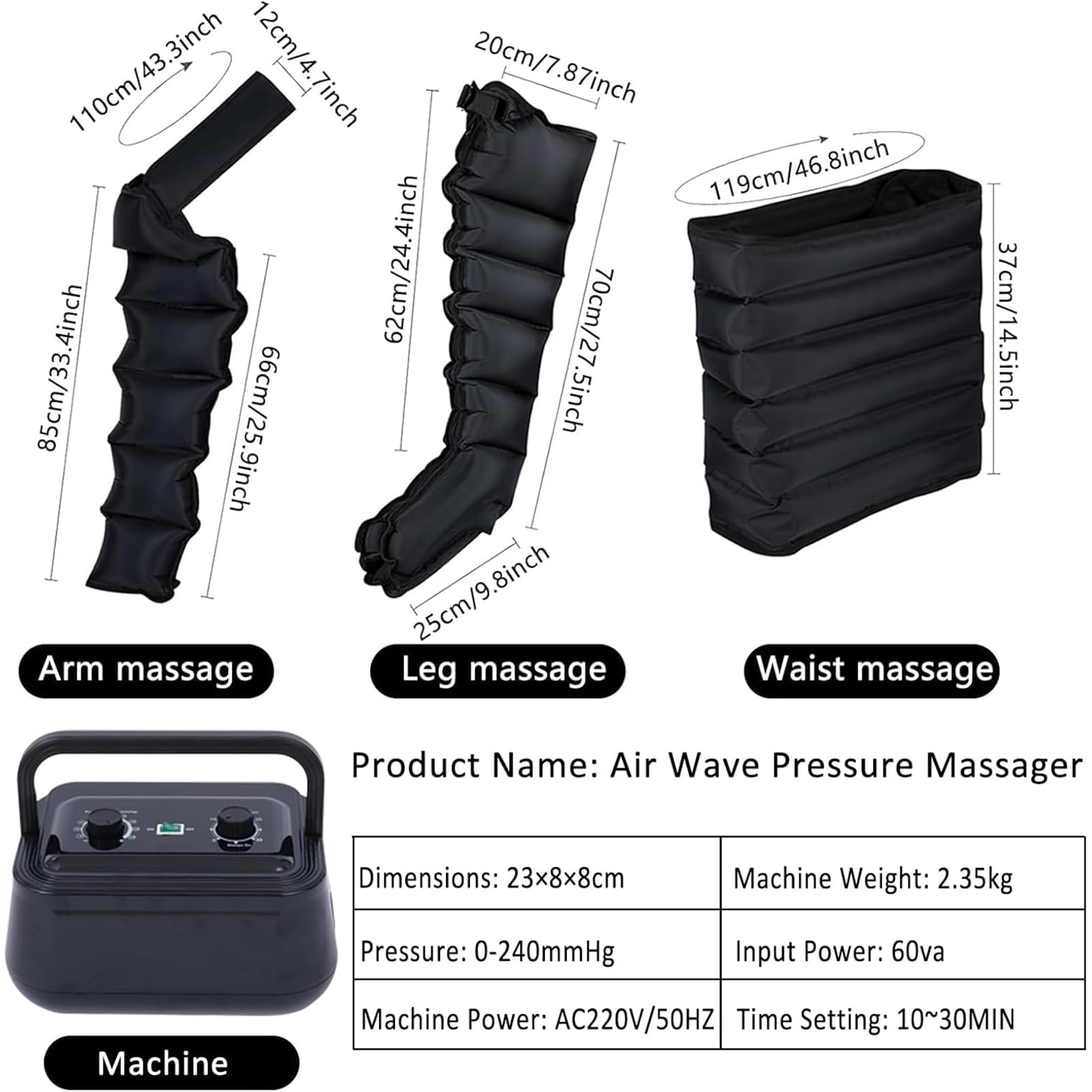 6 Camere d'Aria Macchinario Pressoterapia Gambe, Pressoterapia Linfodrenaggio Total Body Macchina, Presso Terapia Gambe Linfodrenante, Massaggio Linfodrenante