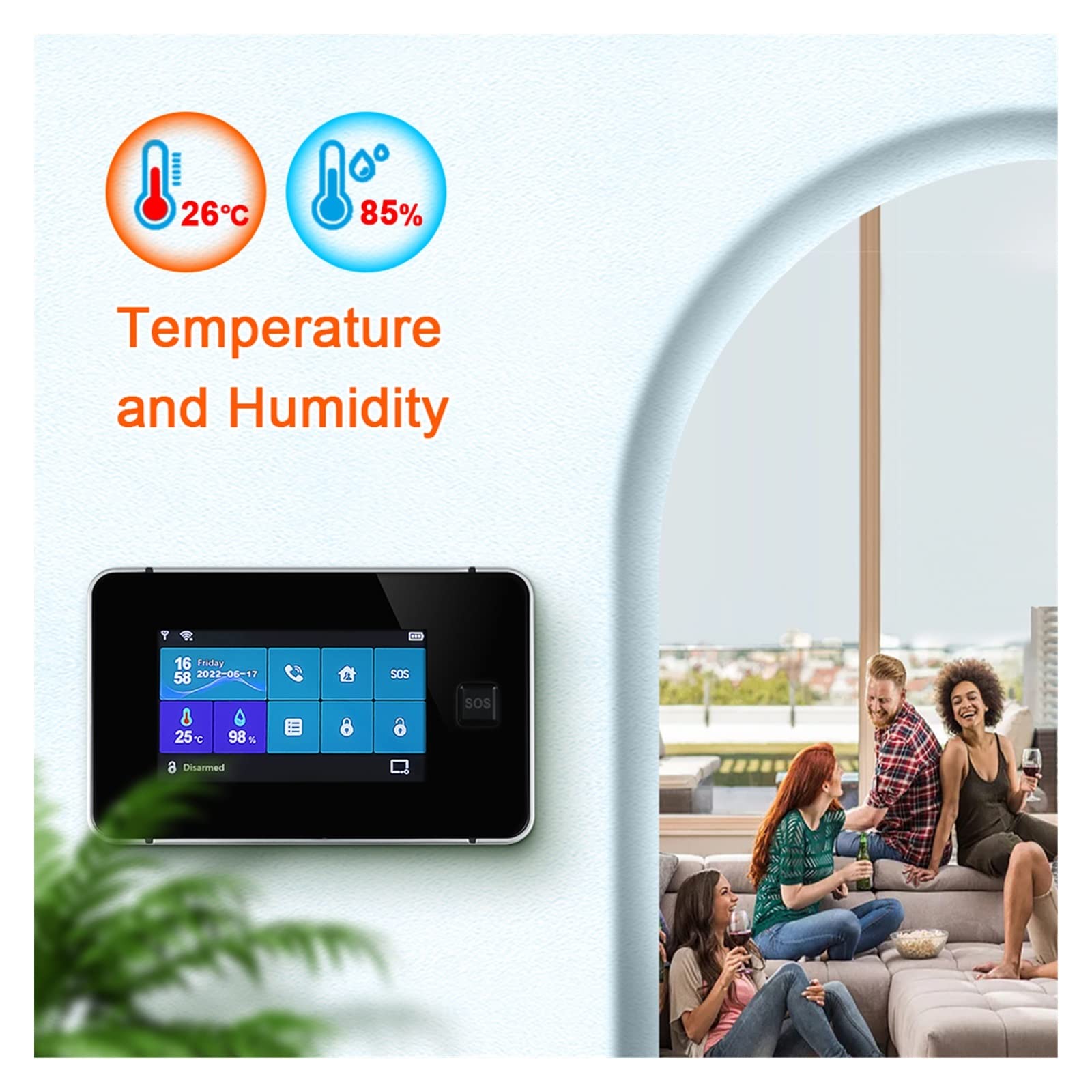Kit Alarma Casa, Wifi GSM Sistema de alarma inalámbrica de Tuya for Smart Life Home Security Security House Detector de incendios Sensor de movimiento de puertas(Set H)