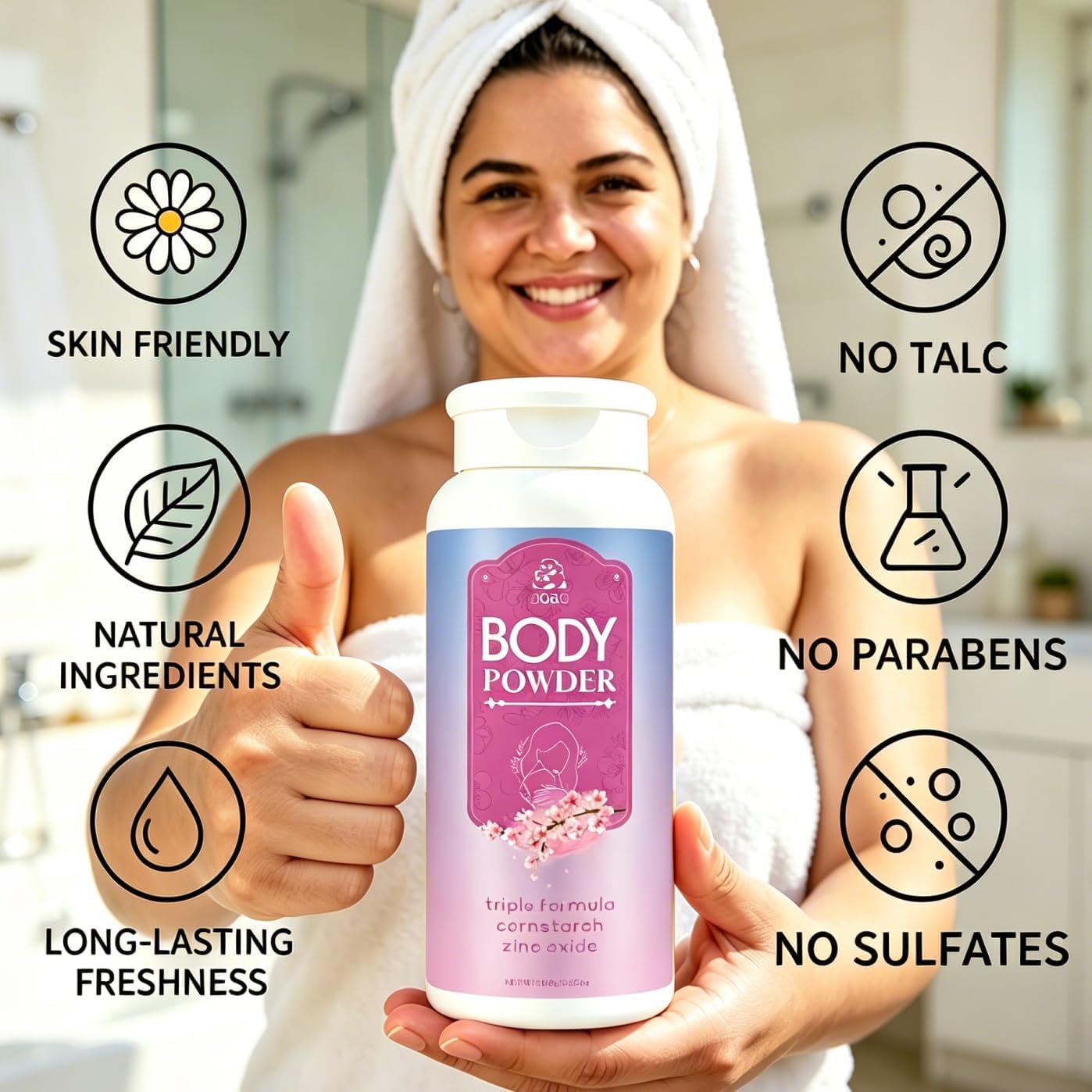 Damen-Körperpuder, reduziert Feuchtigkeit nach dem Duschen, talkumfrei, mit Aloe zur Beruhigung, absorbiert Schweiß & verhindert Scheuern für empfindliche Haut, 140g/5oz (Frisch-3p)