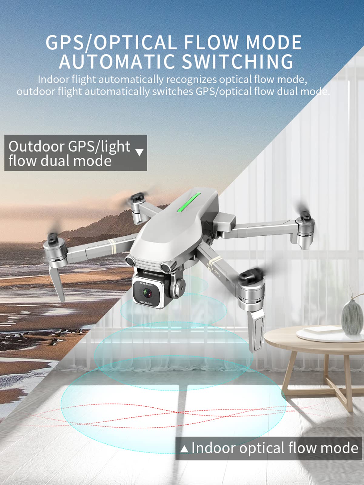 Droni RC con Fotocamera 4K HD, quadricottero RC Pieghevole per Adulti, librarsi ad Altezza Fissa, seguire GPS, Volo traiettoria, Volare, decollo e atterraggio con Un clic