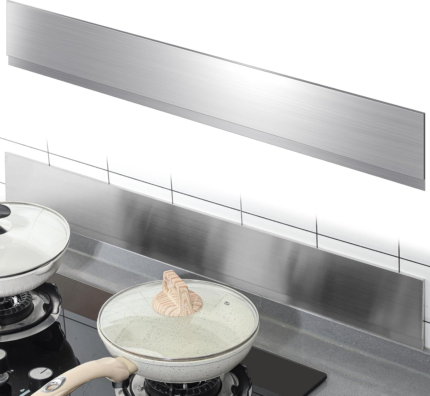 Moxweyeni Front Control Freestanding Range Universal Backguard 35.75" X 4.75" Stainless Steel Backsplash for Stove, Easy Installation Hood Backsplash for Most Kitchen Brands Stove(Silver)