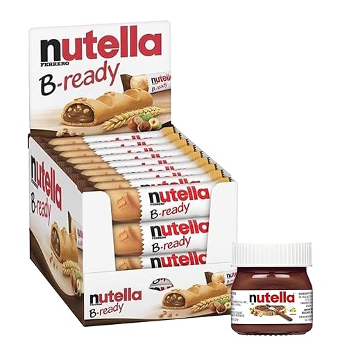 Miniatura 4 de B-Ready - Barras crujientes de oblea, 36 unidades + mini tarro de vidrio (0.88 onzas), delicioso untado de Nutella con avellana y cacao, aperitivo