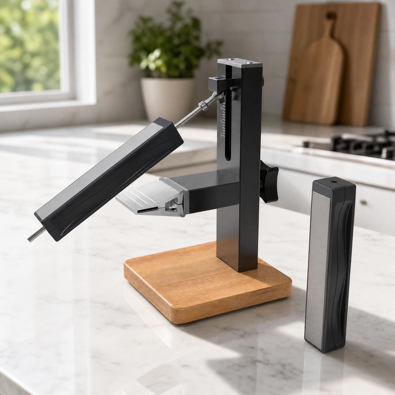 Afilador Profesional Cuchillos con Guía Ángulo Doble Mecanismo Cor con Pinza Cuchillos Ergonómico para Cocina, Taller