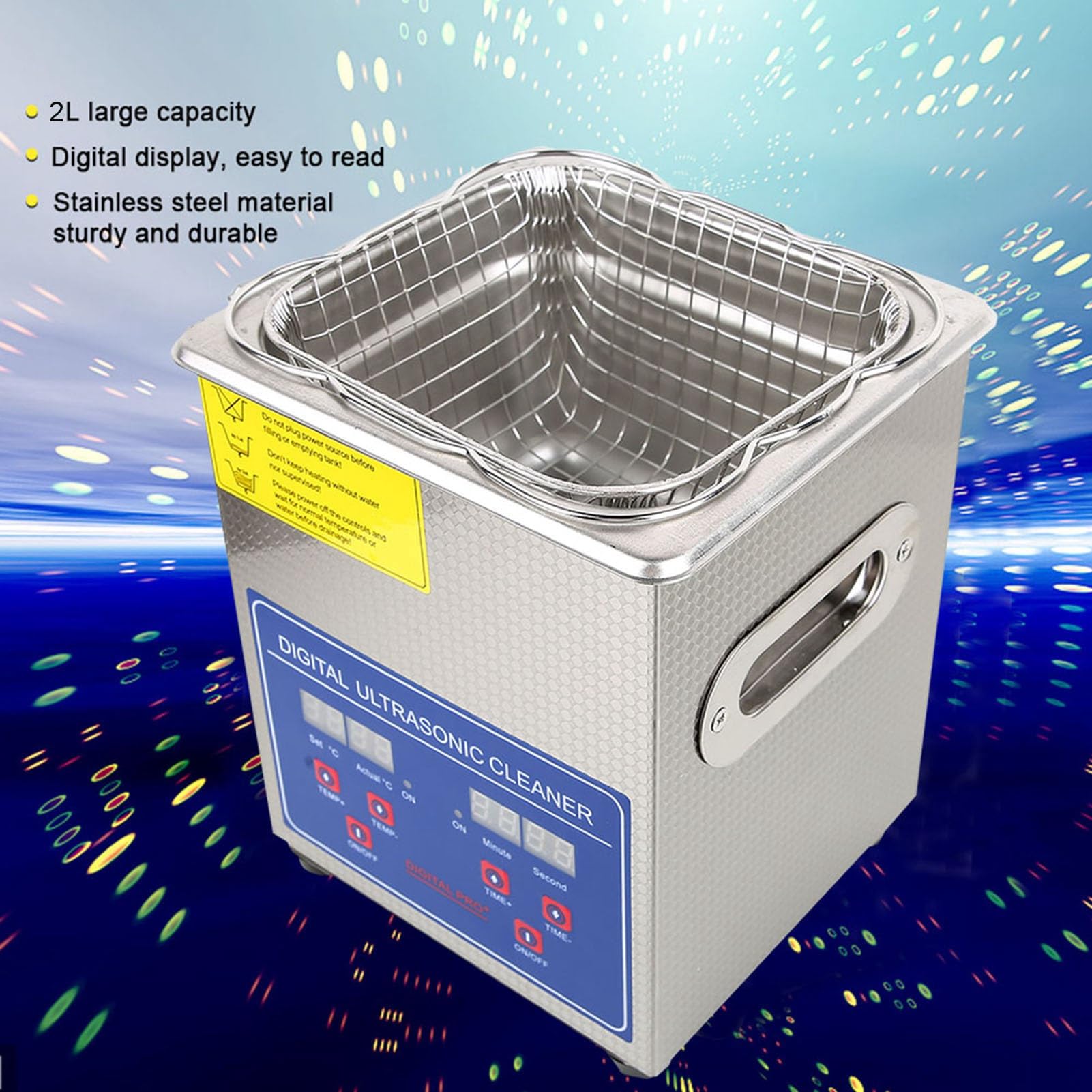 Máquina de Limpieza Ultrasónica Digital de Acero Inoxidable con Temporizador de Calentador para Limpieza de Joyas