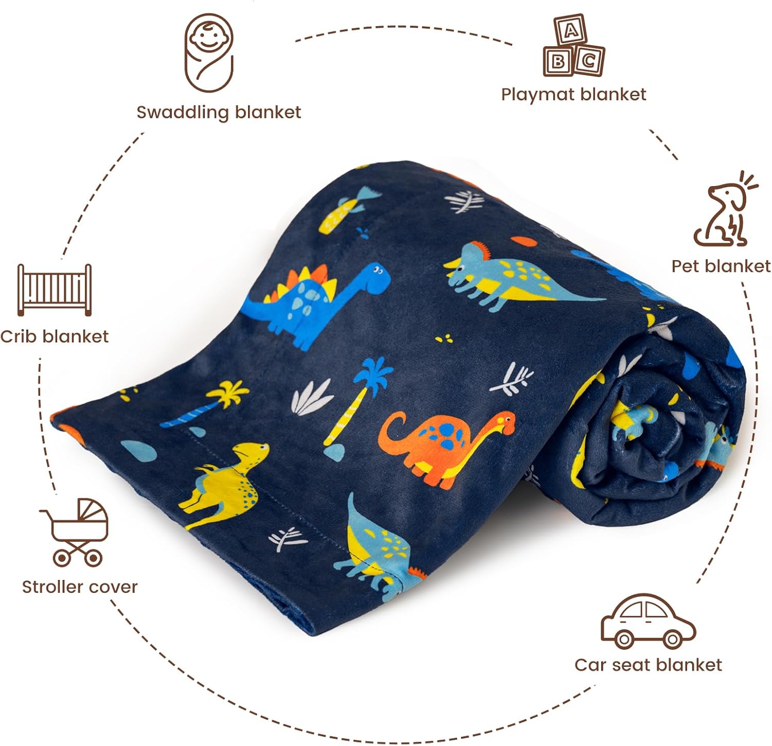 david's kids Micro Fleece Minky Baby Blanket for Boys with Double Layer and Soothing Raised Dots, Breathable and Soft Lightweight Receiving Blanket for Newborns, 30x40 Inches, Dinosaur - Image 4