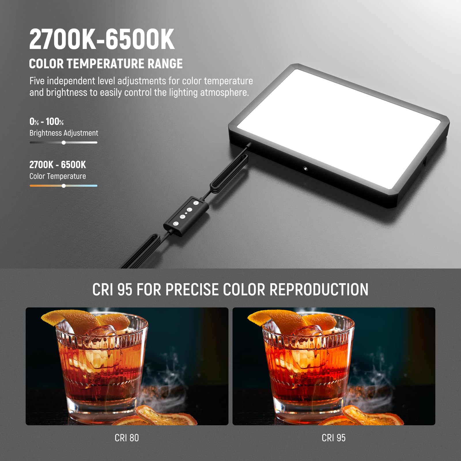 NEEWER 13" LED Video Light Panel Kit, 2 Pack Bi Color Dimmable with Tripod Stand, 4000mAh Battery, 3200K-5600K CRI97+, USB, for Studio/Streaming/YouTube, Black, NL-192AI: BP300(1-Pack)