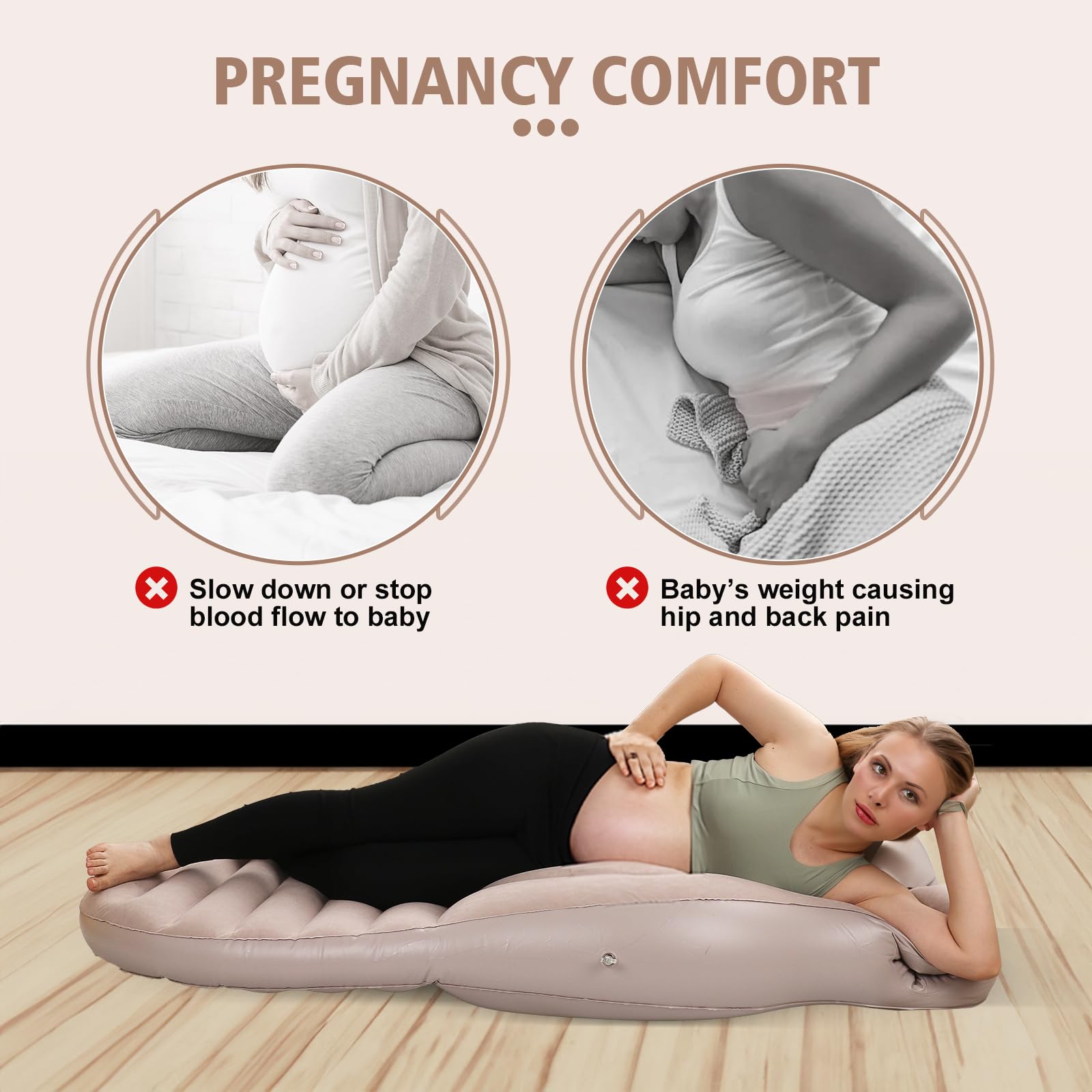 Toggloo Inflatable Pregnancy Pillow, Full Body Maternity Airbed/Float with Hole for Tummy, The Best Pregnancy Pillow for Sleeping Prone, Maternity Pillow and Pregnancy Must Haves, Gray 1