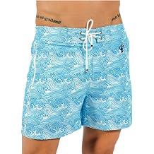 Make Waves Blue Swim Trunks - 5" - 4 Way Stretch, Quick Dry, Chlorine Resistant, Built in Compression Liner