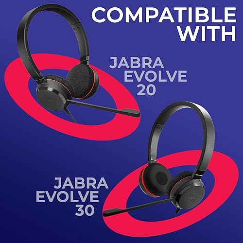 Miniatura 10 de Global Teck - Juego de 2 cojines de repuesto de cuero sintético para auriculares Jabra 75 Evolve y Jabra Evolve Plus UC