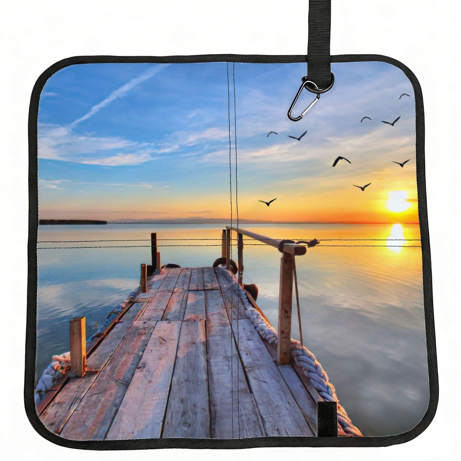 bghdfa Sunset Scenery Print Outdoor Sitting Mat Waterproof Oxford Cloth Seat Cushion Folding Foam Camping Seat For Picnic