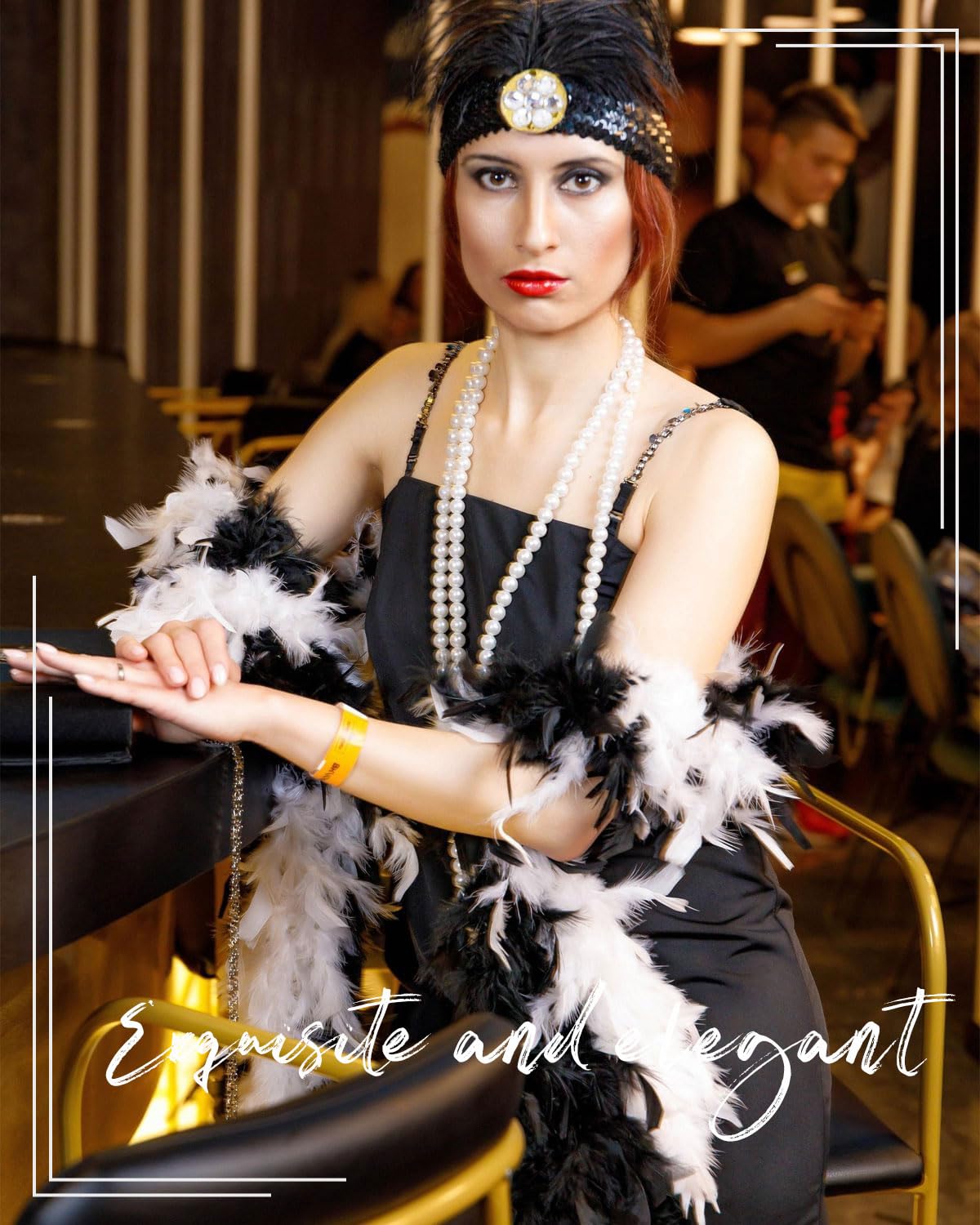 Boa De Plumas Negra De 120 Cm Para Disfraces Y Fiestas | Accesorio De Charlestón, Carnaval, Halloween Y Teatro, Plumas Suaves Y Densas Para Un Look Elegante