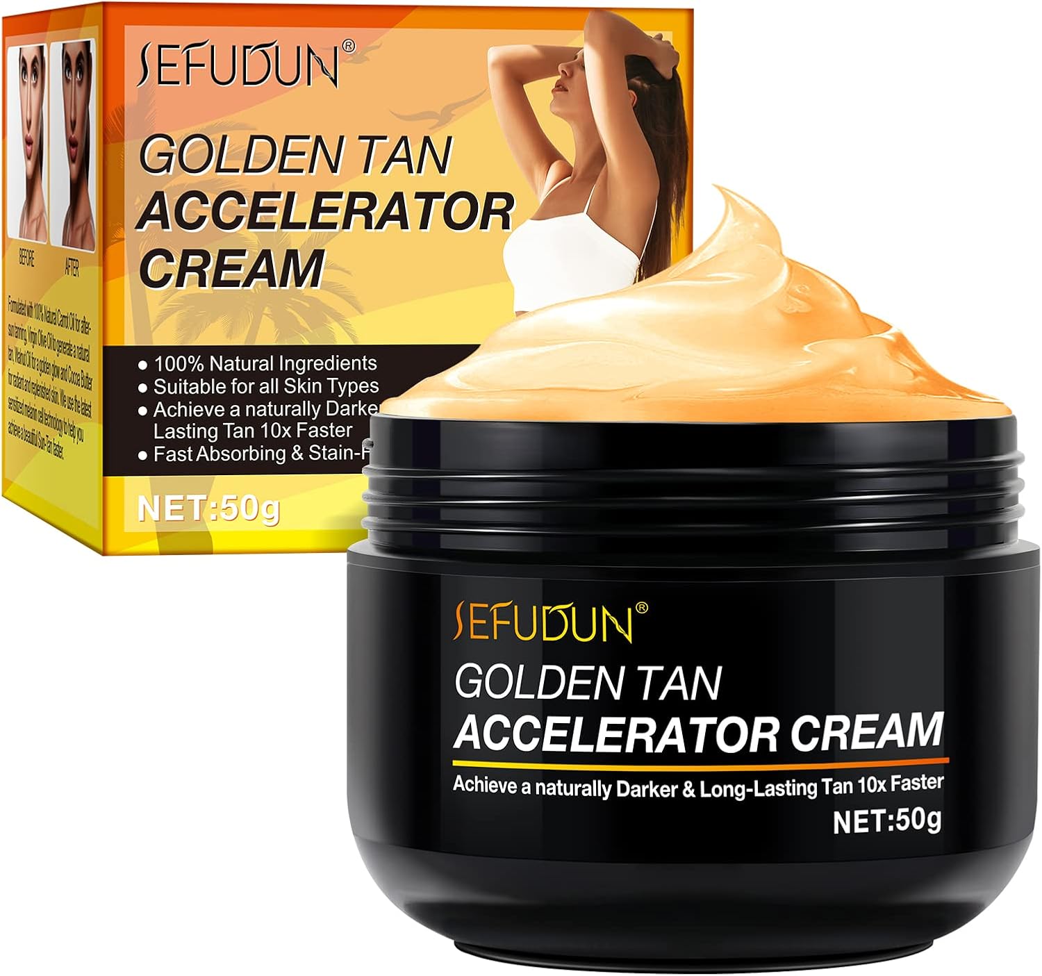 Tanning Accelerator Cream, 50g Long Lasting Sunbed Cream, Effective in