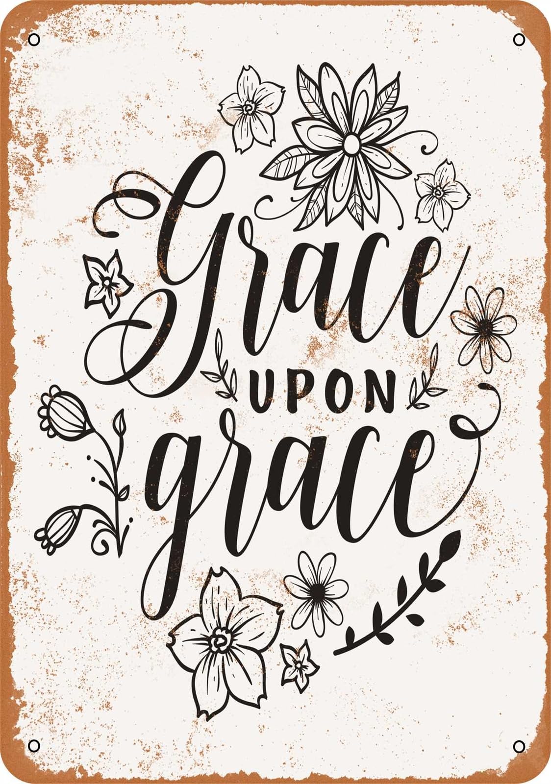 Miaomansenstore Metal Sign - Grace Upon Grace 2 - Vintage Look Home Decor