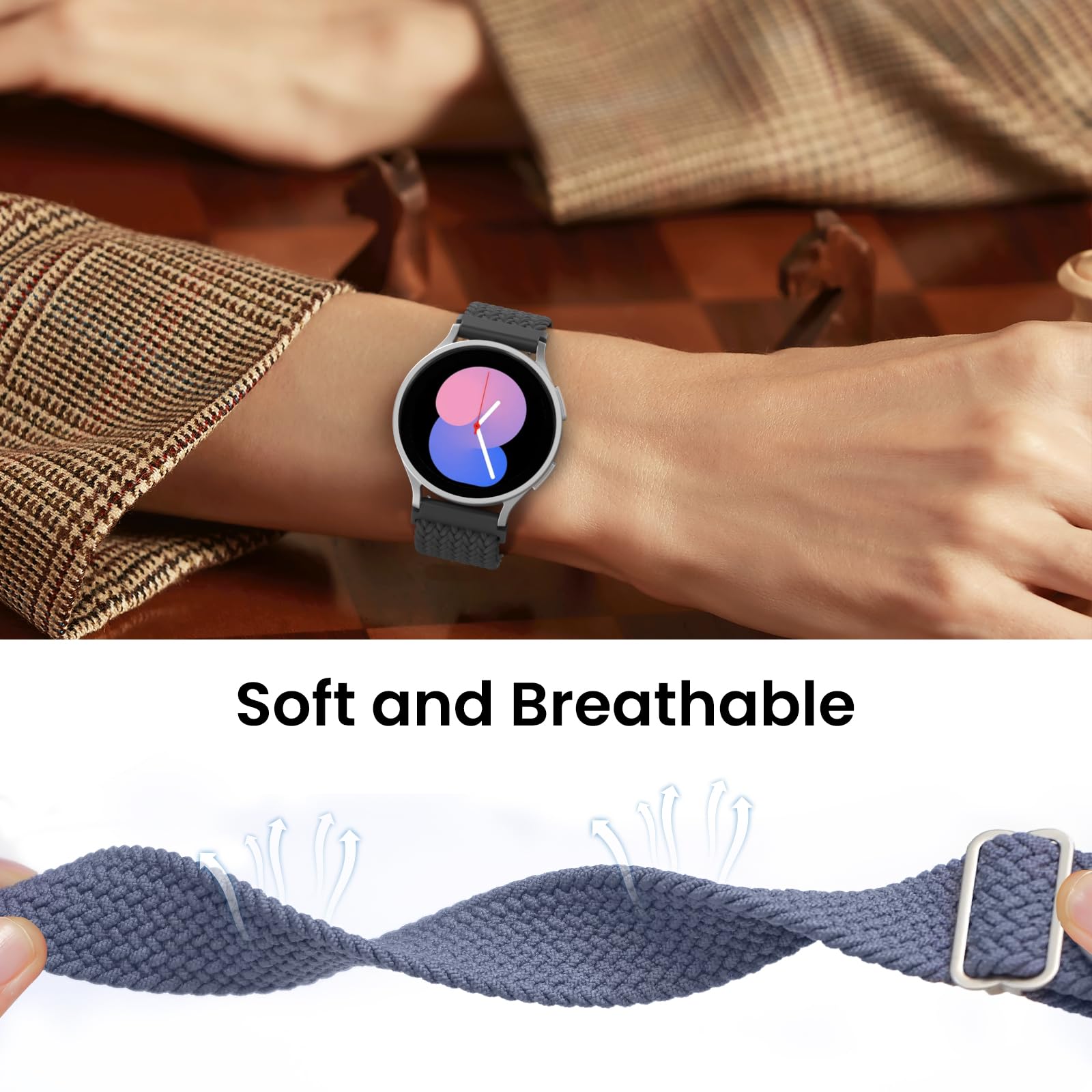 Delidigi 20mm Cinturino Compatibile con Samsung Galaxy Watch 6/5/4 40mm 44mm/Watch 6 Classic 43mm 47mm/Watch 5 Pro 45mm/Watch 4 Classic 42mm 46mm/Watch Active 2, Nylon Regolabile Sport Cinturino