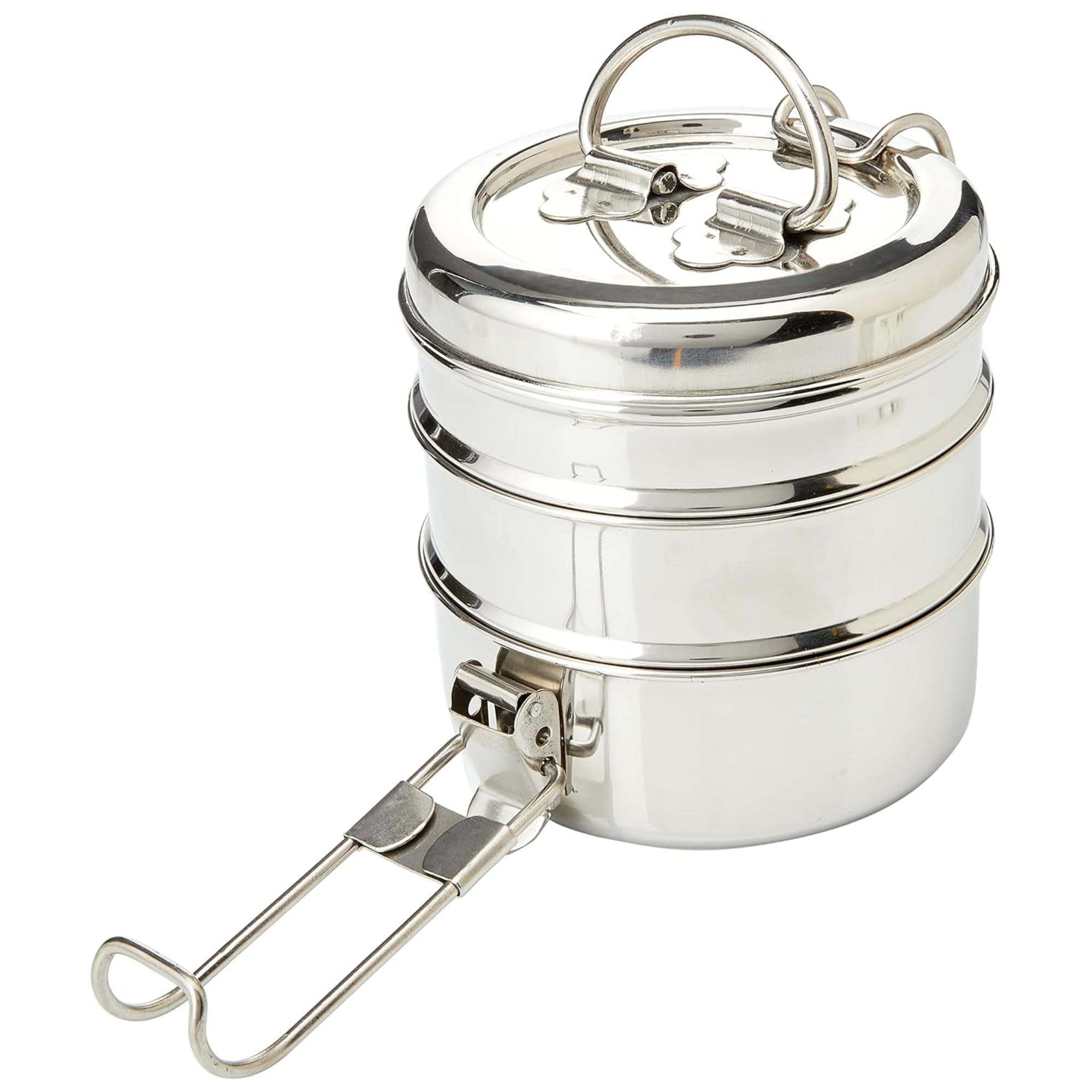 3 étages Tiffin Box – Boîte Repas isotherme en acier inoxydable avec 3 compartiments séparés, idéal pour indien plats