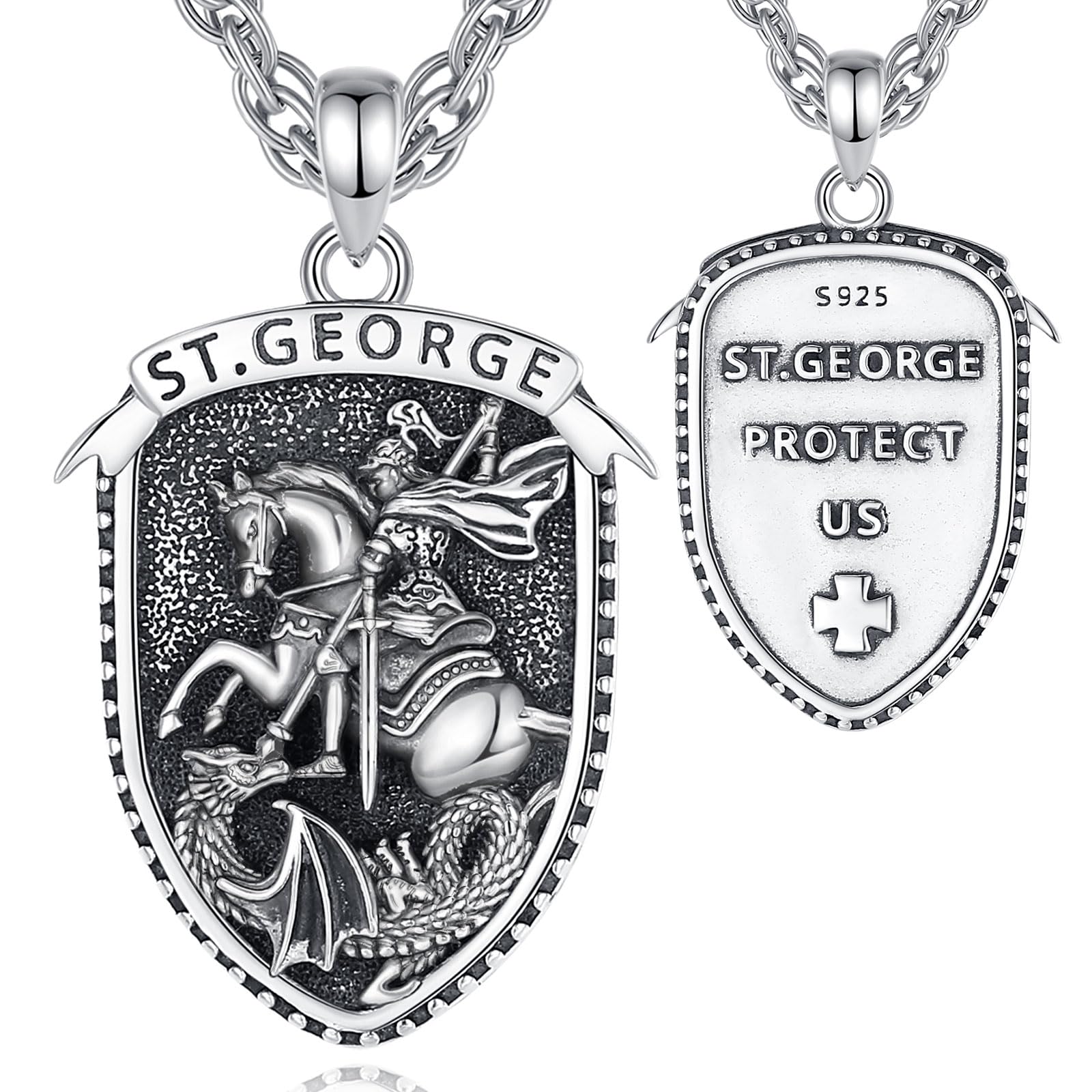 CELESTA Mujer Hombre Colgante San Benito Medalla San Miguel Arcangel San Cristóbal Medalla Virgen Milagrosa Protección Collar Plata de ley 925 Joyeria Religiosos Regalos Cristianismo Católico