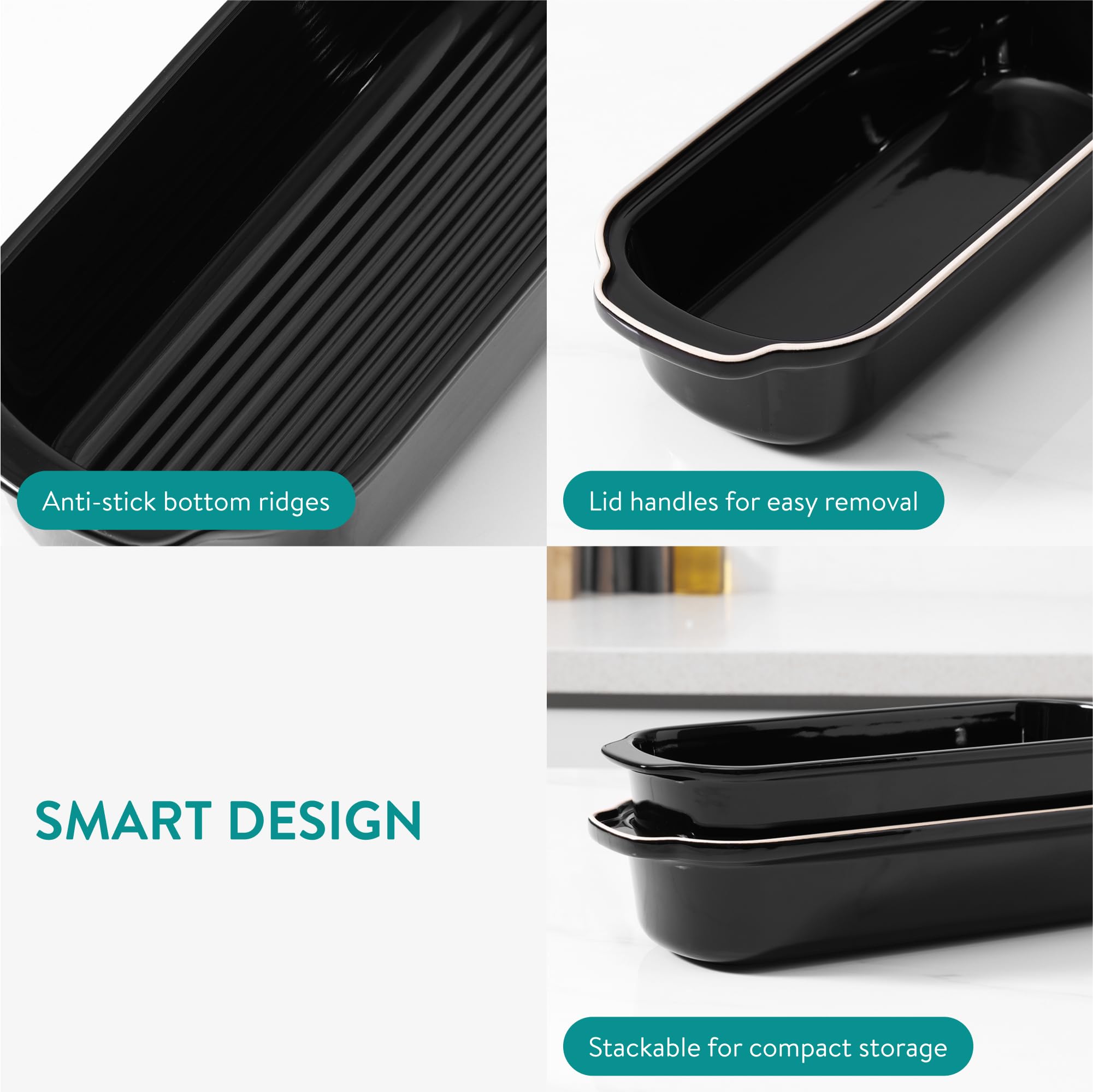 Stampo Pane In Grès Navaris 34x13.5x14cm - Con Coperchio Per Pane E Pizza - Foto 3