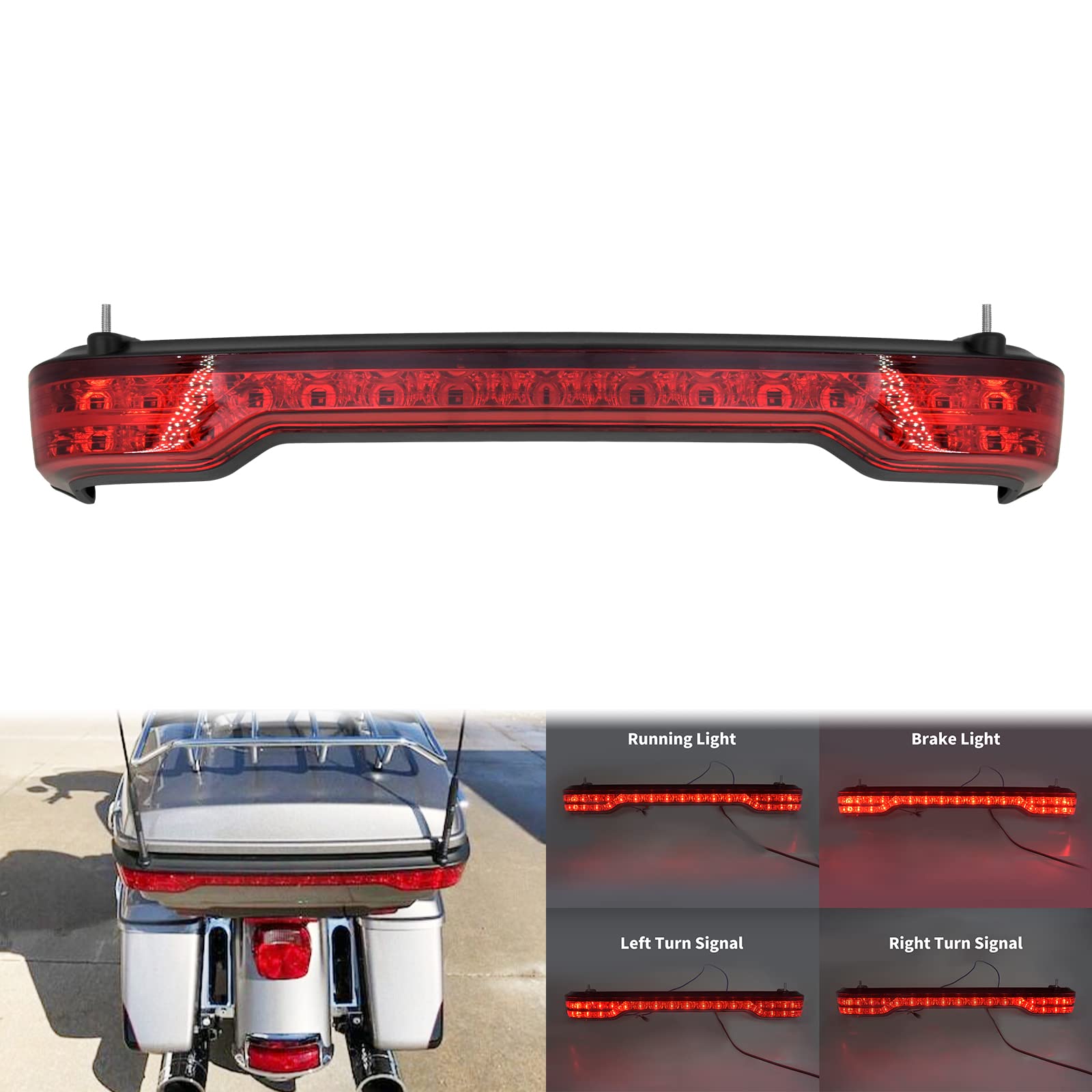 LOTFI Posteriore del motociclo Tour-Pak King Tour Pack LED Freno Indicatore di direzione Fanale posteriore adatto for Harley Touring Road Glide Limited 2014-2022 (Size : Tour Pack Light A)