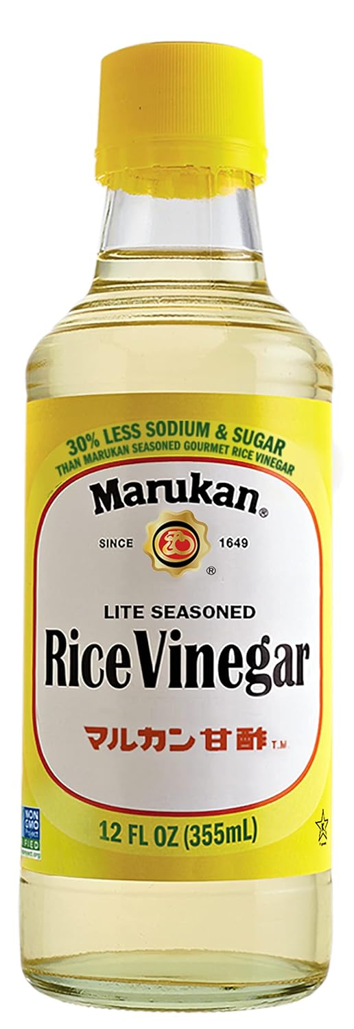 Marukan Lite Seasoned Rice Vinegar Dressing, 12 Ounce Glass Bottle (Pack of 6)