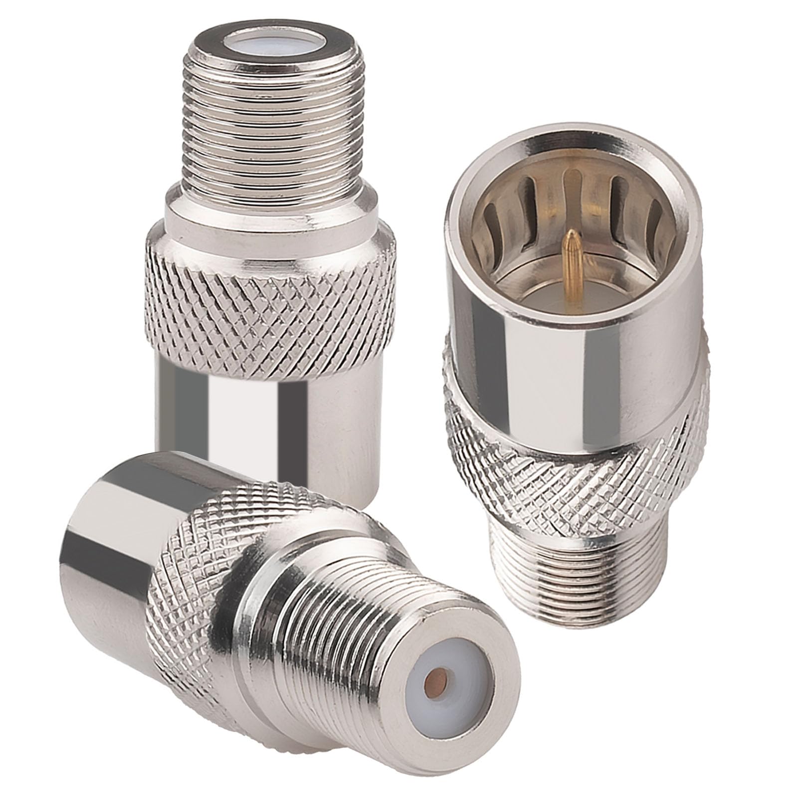 Coax Quick Connector Quick Push On Male to F Female Adapter F Type Male to Female Extender Push on RG6 Connectors for Coaxial RG6 Adapter Cable, RVs, Satellite Dish, TV Connection Pack of 3