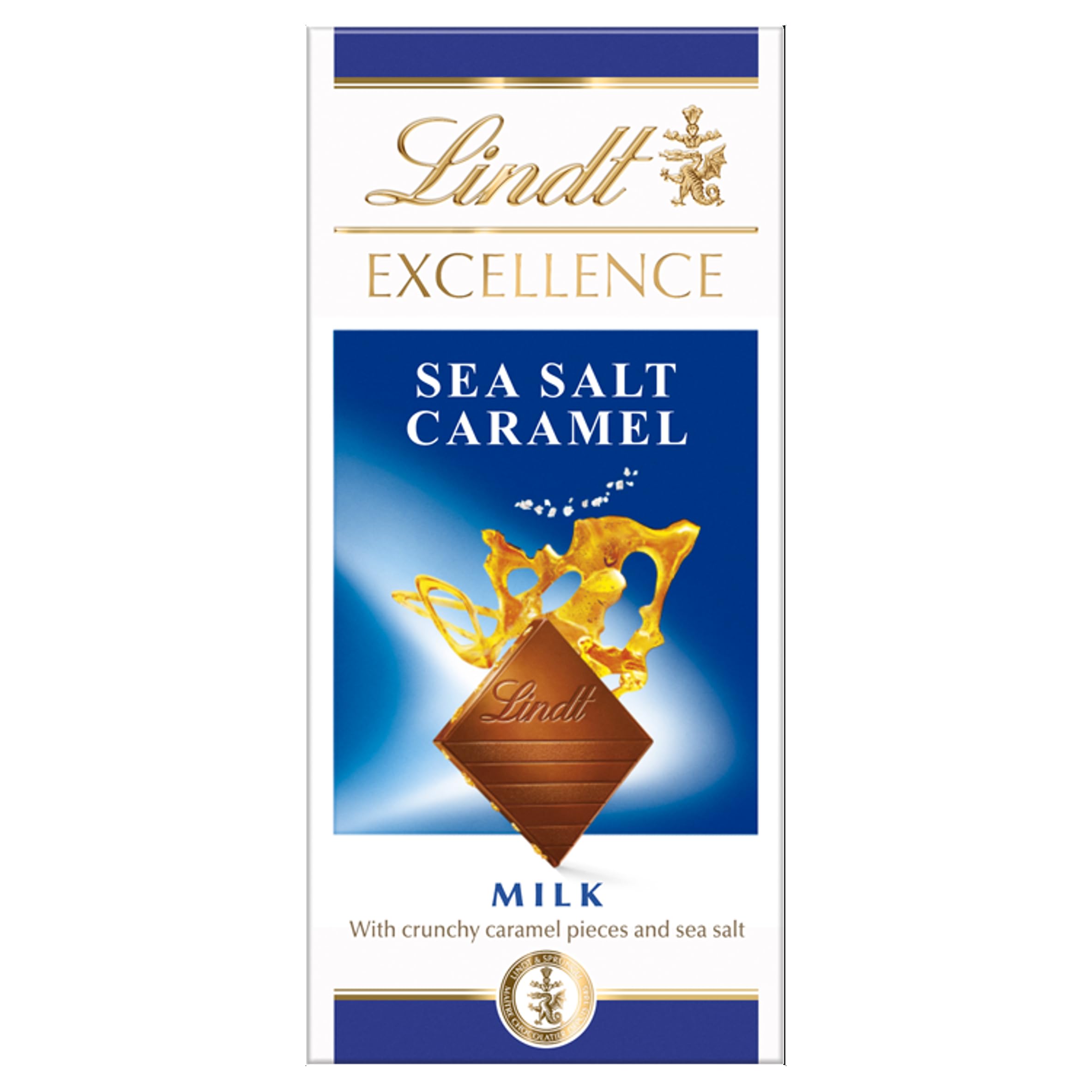 Lindt EXCELLENCE Milk Chocolate, Sea Salt & Caramel Bar, 100g