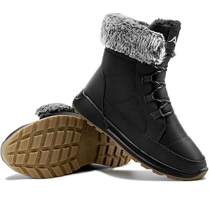 Snow Boots for Women Winter Warm Comfortable Fur Lines Waterproof Booties for Walking Work Outdoor