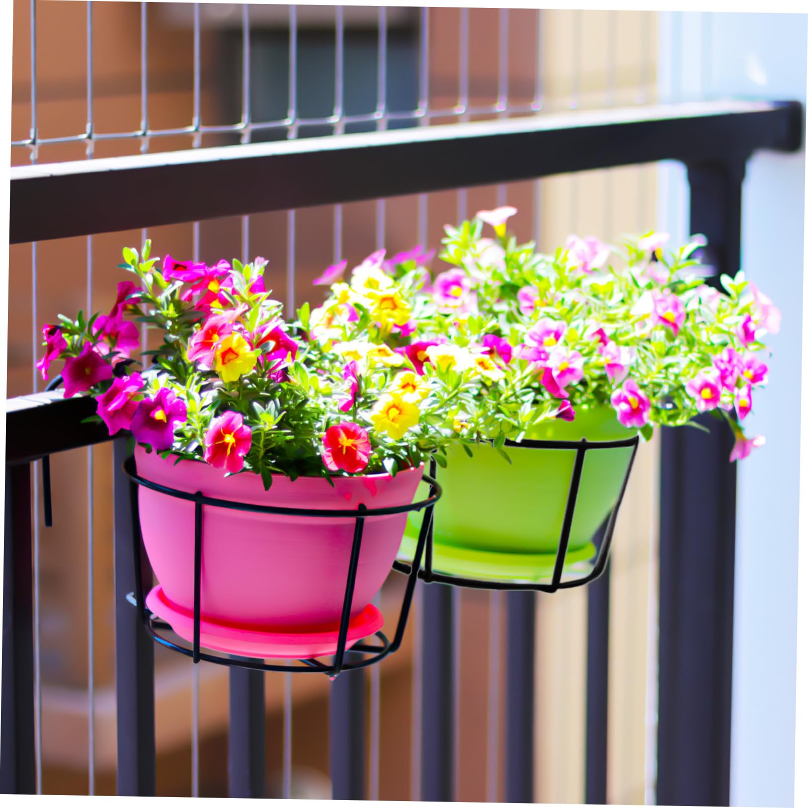 Mikikit 5piezas Soporte De Flores Colgante Redondo Para Balcón Estantes De Hierro Para Macetas Estantes Decorativos Para Jardinería