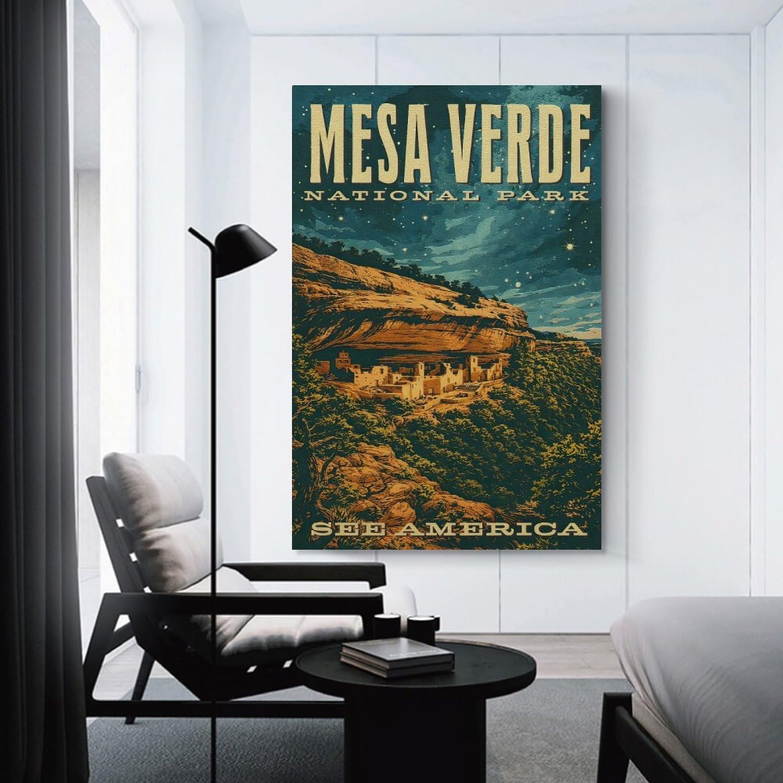 Junmoney Canvas Wall Picture Mesa Verde National Park Vintage, 08x12inch(20x30cm), for Office, Study Or Home Workspace, Canvas Wall Decor for Creative Rooms