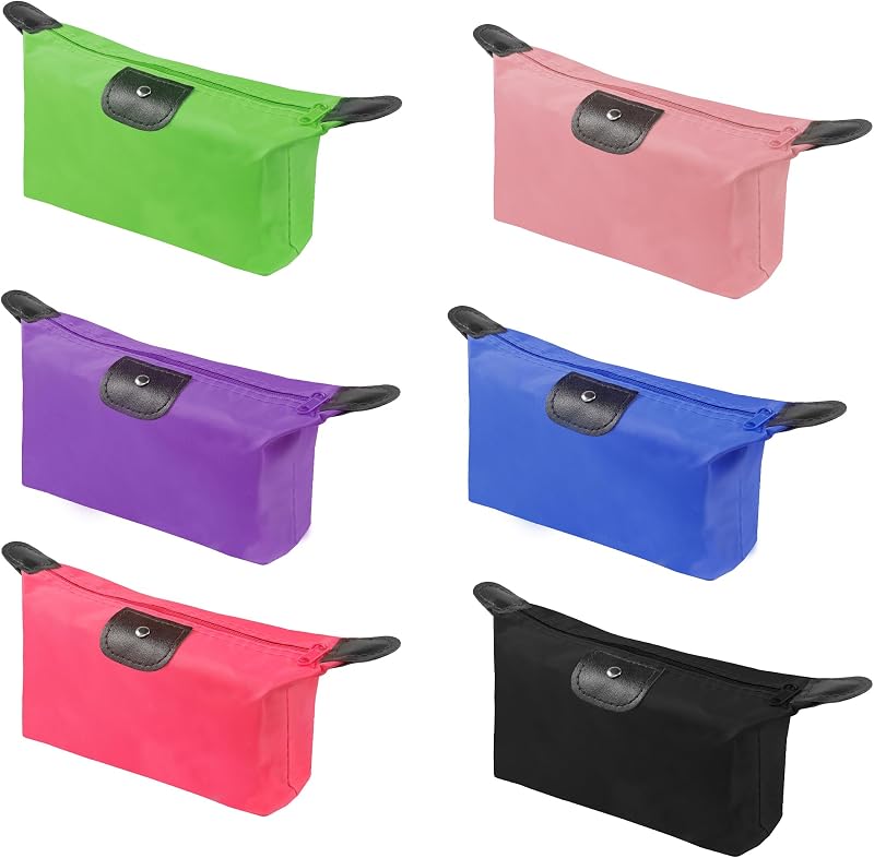 Necessaire de maquiagem YAODHAOD em nylon com zíper, Pacote com 6 em cores variadas