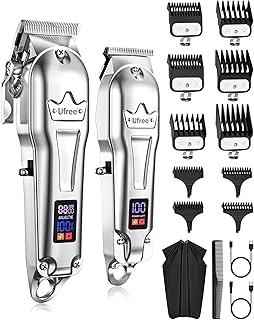 Ufree Professional Hair Clippers for Men, Cordless Metal Barber Clippers and Trimmers Set, Clippers for Hair Cutting Kit w...