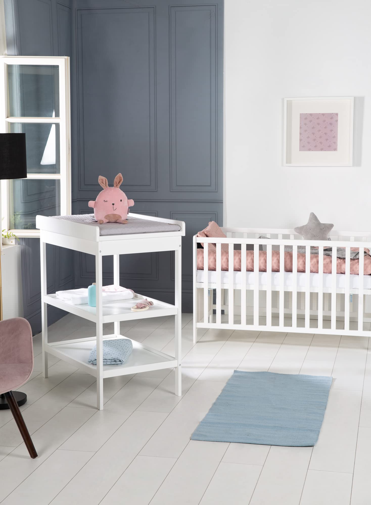 roba Juego de Habitación Infantil - Cuna Colecho y Cambiador con Colchón "roba Style" - Madera Blanca