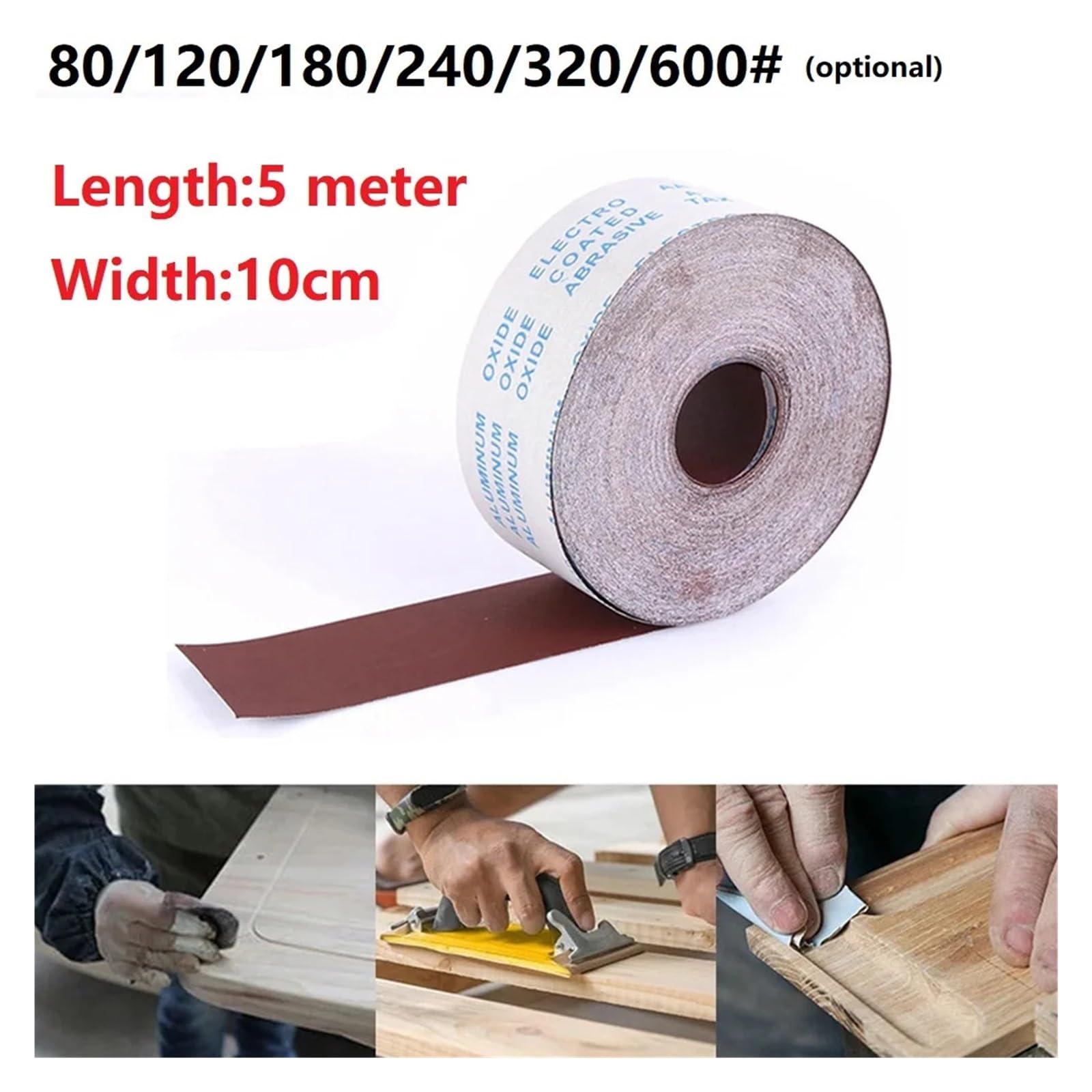 1 rotolo di carta vetrata smerigliata in tessuto abrasivo da 5 m