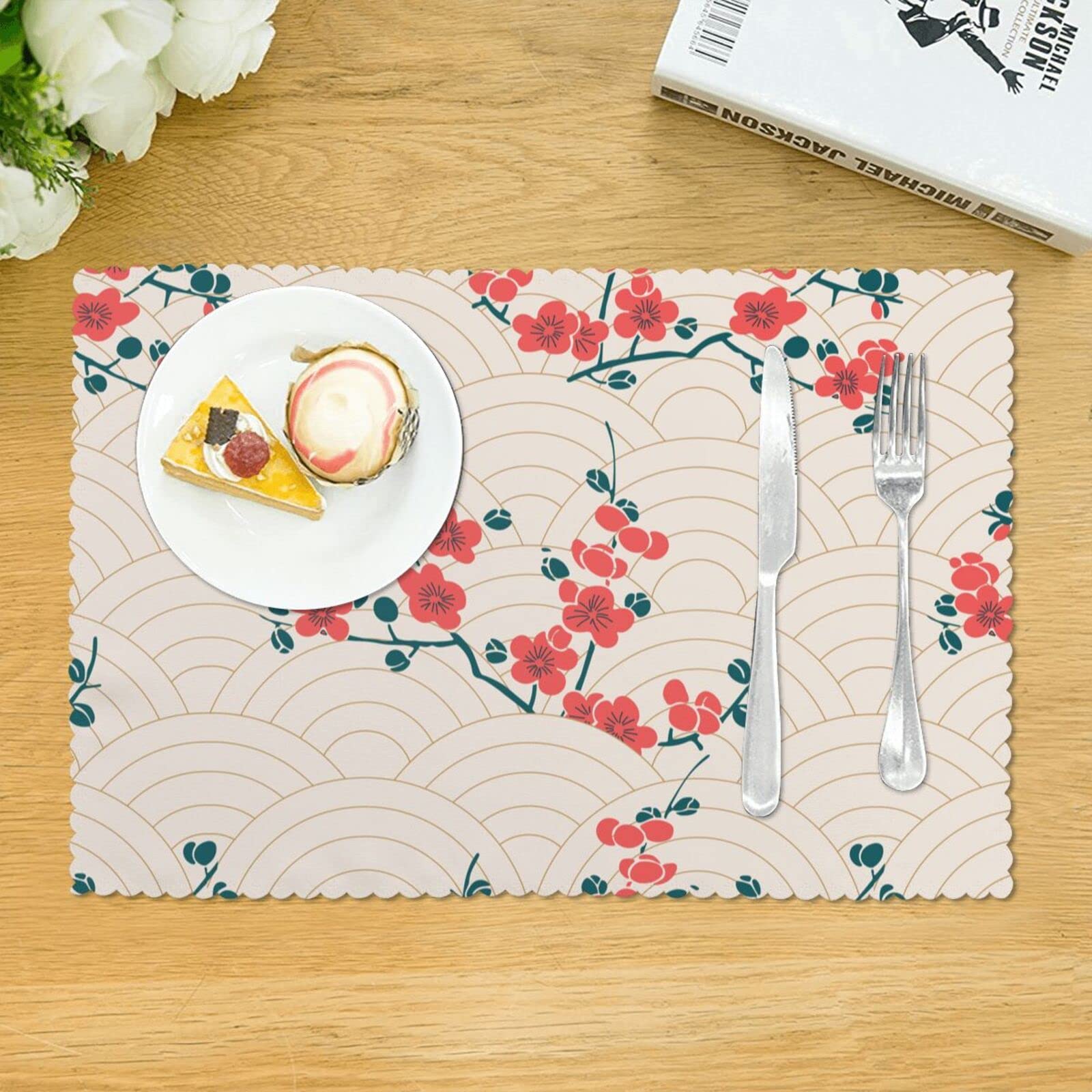 Amazon｜ランチョンマット 4枚セット 波 和風 和柄 和 桜 おしゃれ