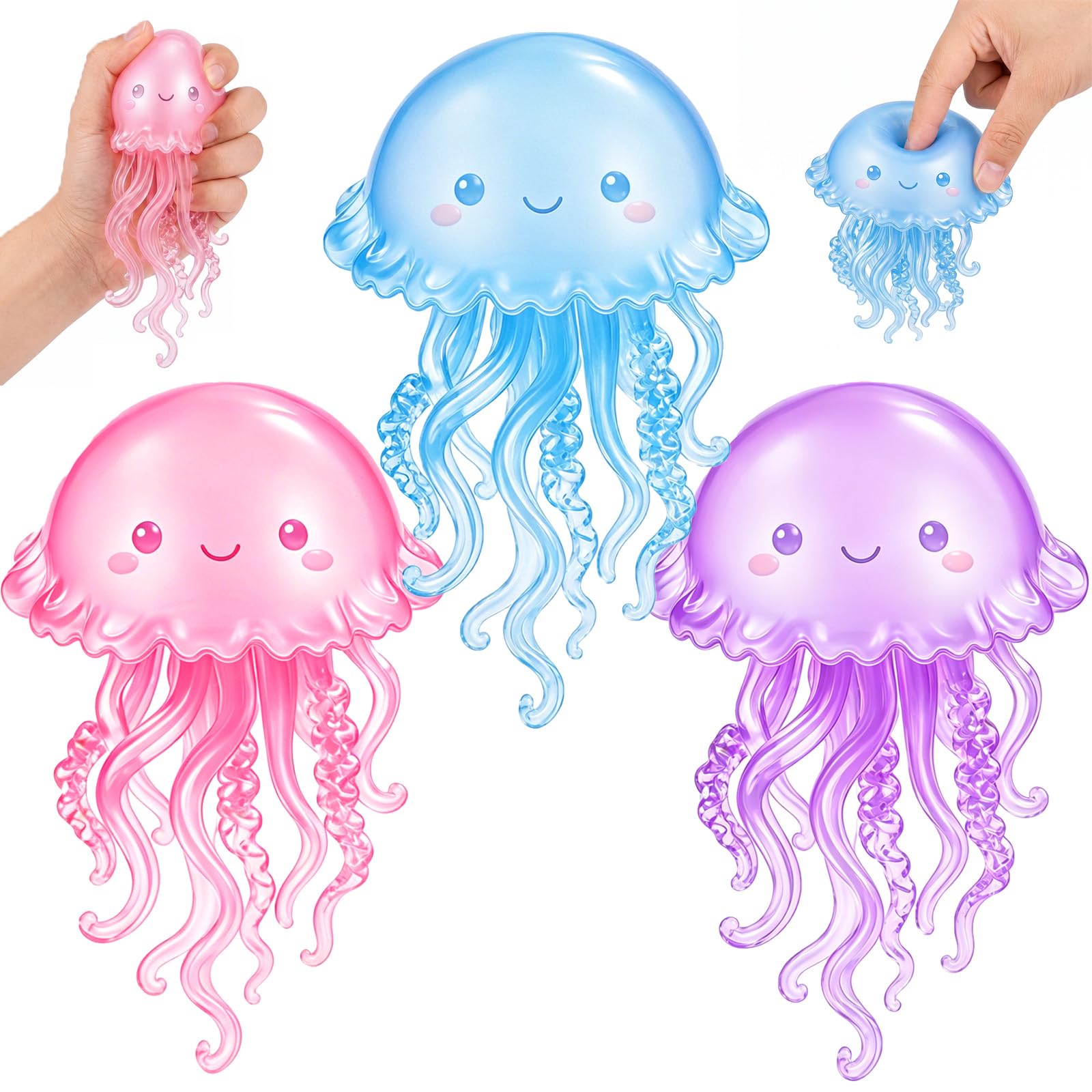 3 PCS Octopus Squishy Toys, Squishy Stress Ball with Wiggly Tentacles, Anxiety Relief for Adults and Kids, Slow Rising Squishies, Soft TPR Sensory Toys for Office, School & Travel