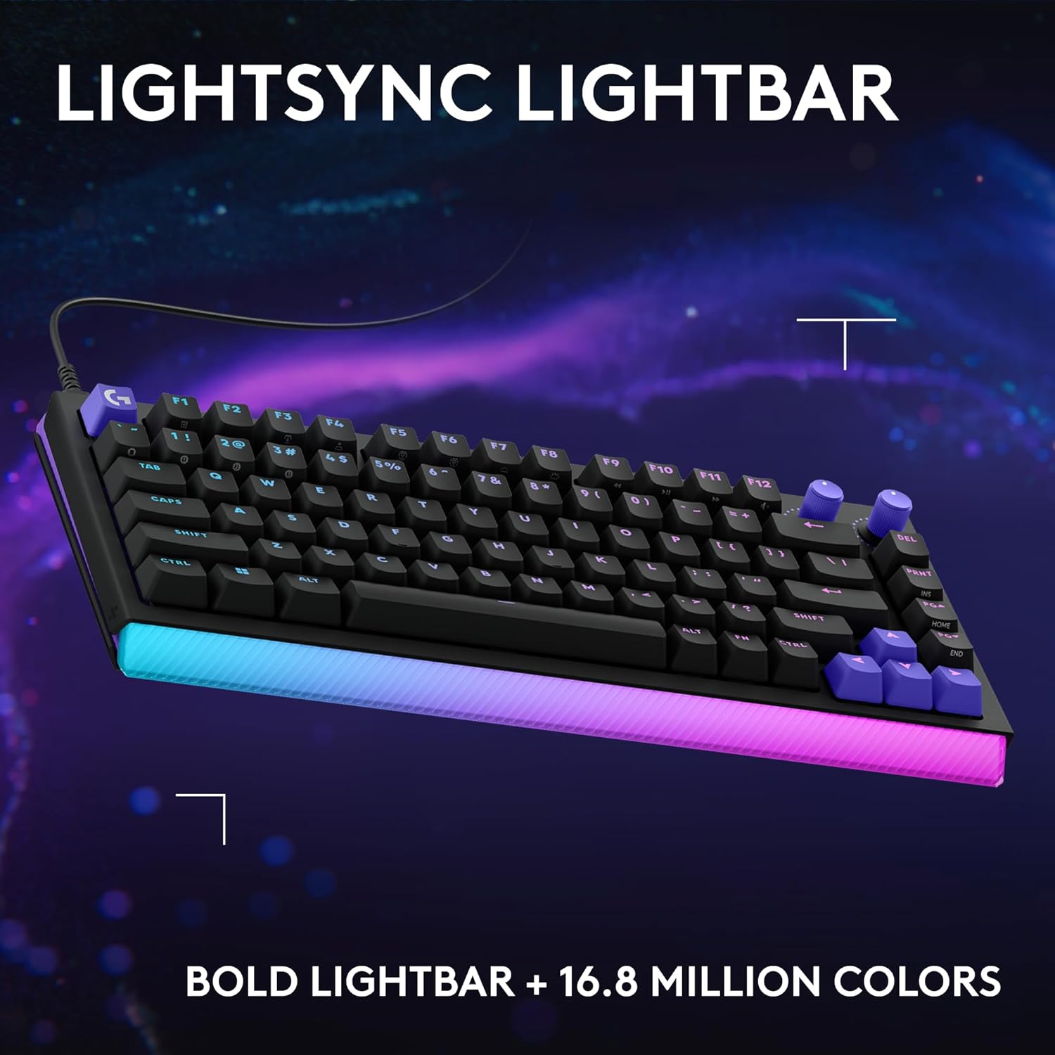 Logitech G512 X 75 Dual SWAP, Hot-Swappable TMR Analog/Mechanical Gaming Keyboard, Tactile, 8K Polling Rate, Custom Actuation 0.1-4.0 mm, Rapid Trigger, LIGHTSYNC RGB, Wired, PC, Mac - Black