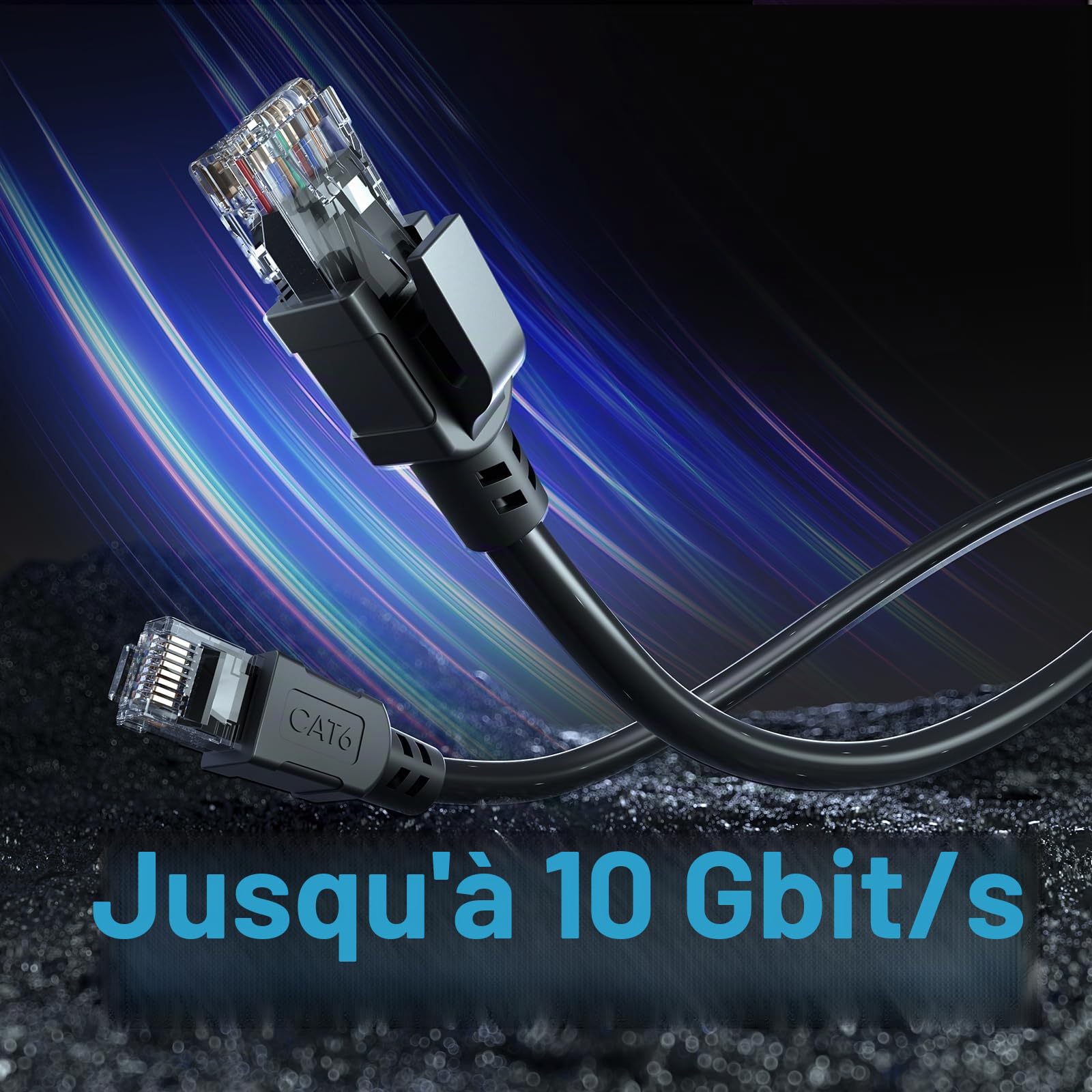Câble Ethernet Cat 6 Extérieur 50 Mètres, Cuivre Pur, PoE+, Câble Internet à Enfouissement Direct, LLDPE, Résistant Aux UV, Étanche, Câble Réseau Gigabit Ethernet Haut Débit