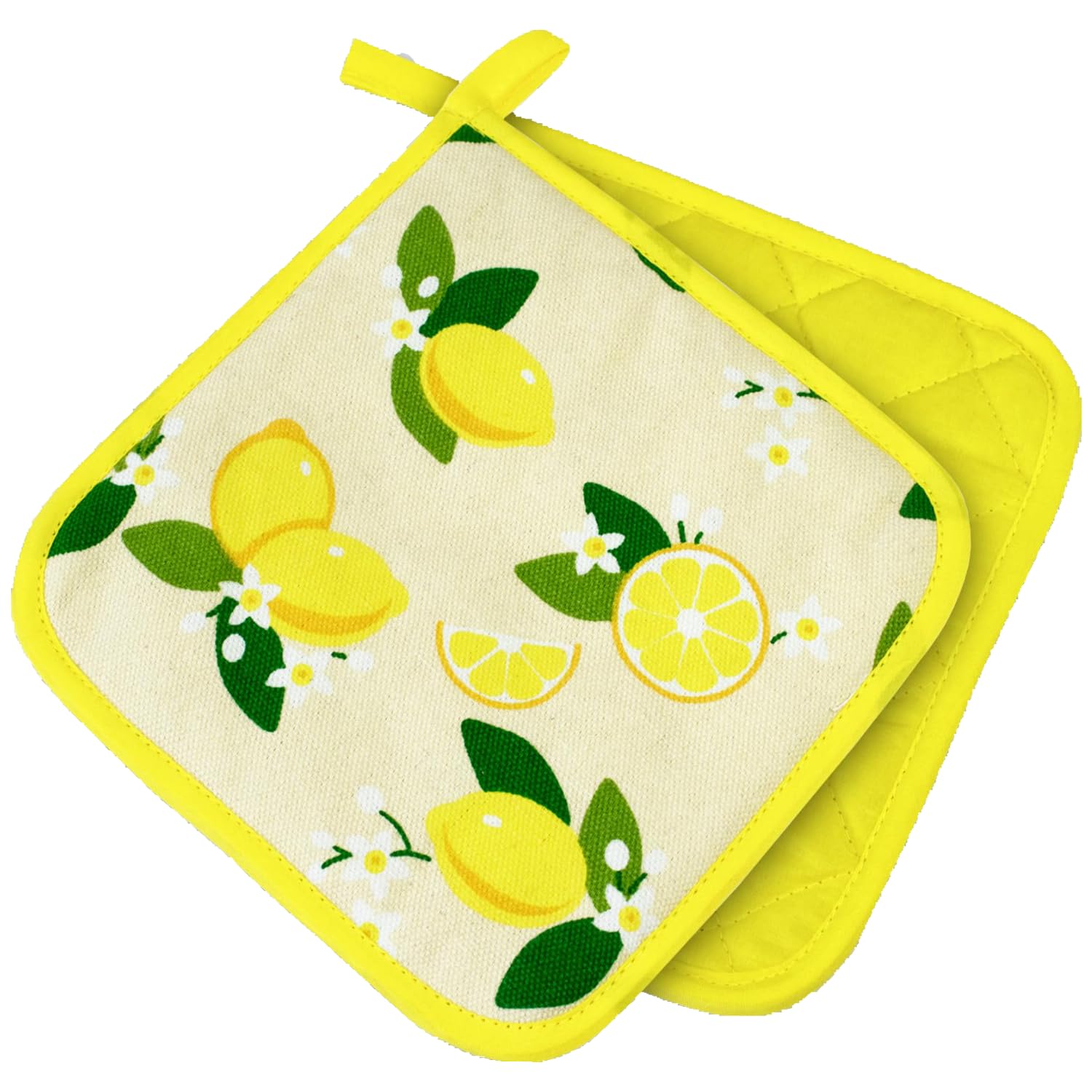 Topflappen Kitchen, Zitrone, gelb, 2 TLG., PSA-Kategorie II bis 250°C hitzebeständig, geprüftes und zertifiziertes Produkt