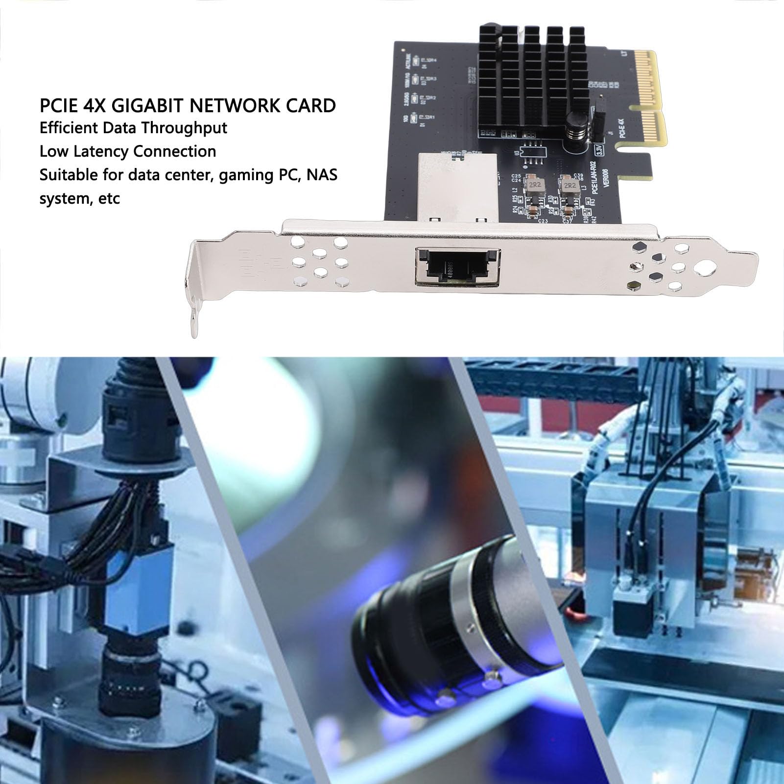 Jectse Scheda di Rete Gigabit PCIe 4X, Adattatore Ethernet da 10 Gbps con Controller RTL8127AT per Data Center NAS PC Server Desktop